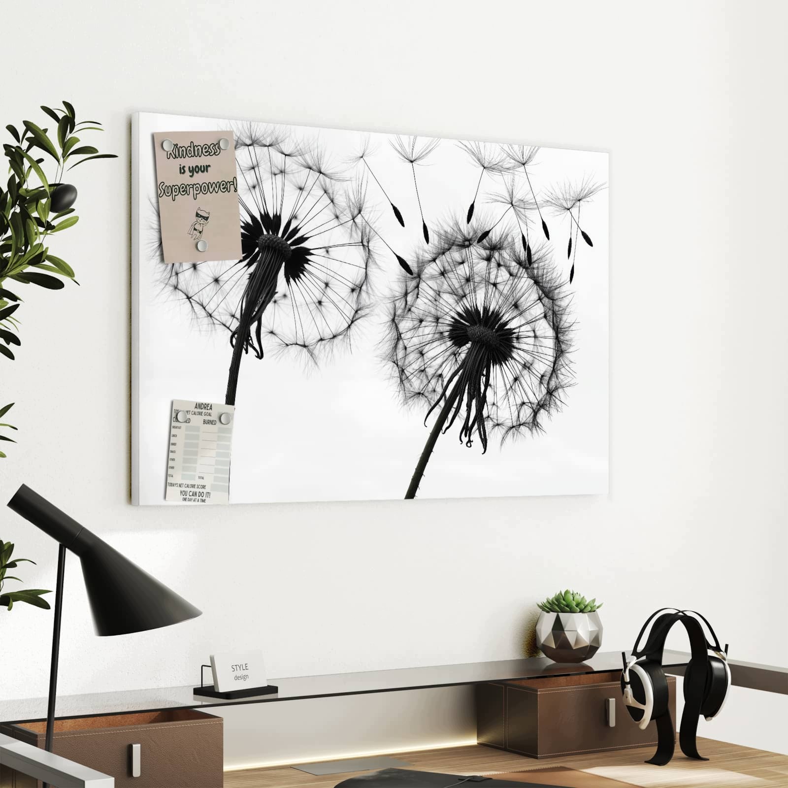 Magnetická tabule – obraz na zeď Pampelišky | 60 × 40 cm