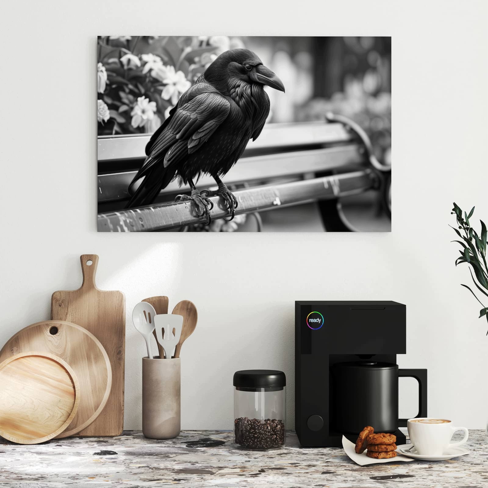 Magnetická tabule – obraz na zeď Havran lavička | 60 × 40 cm