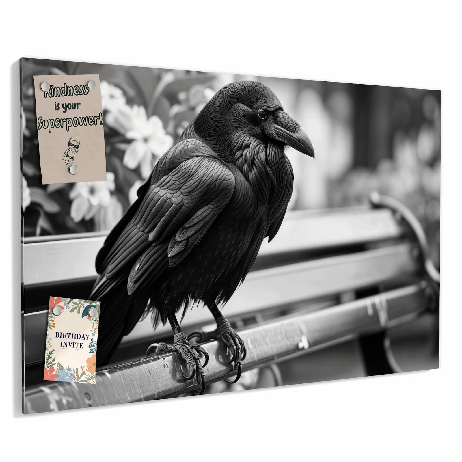 Magnetická tabule – obraz na zeď Havran lavička | 60 × 40 cm