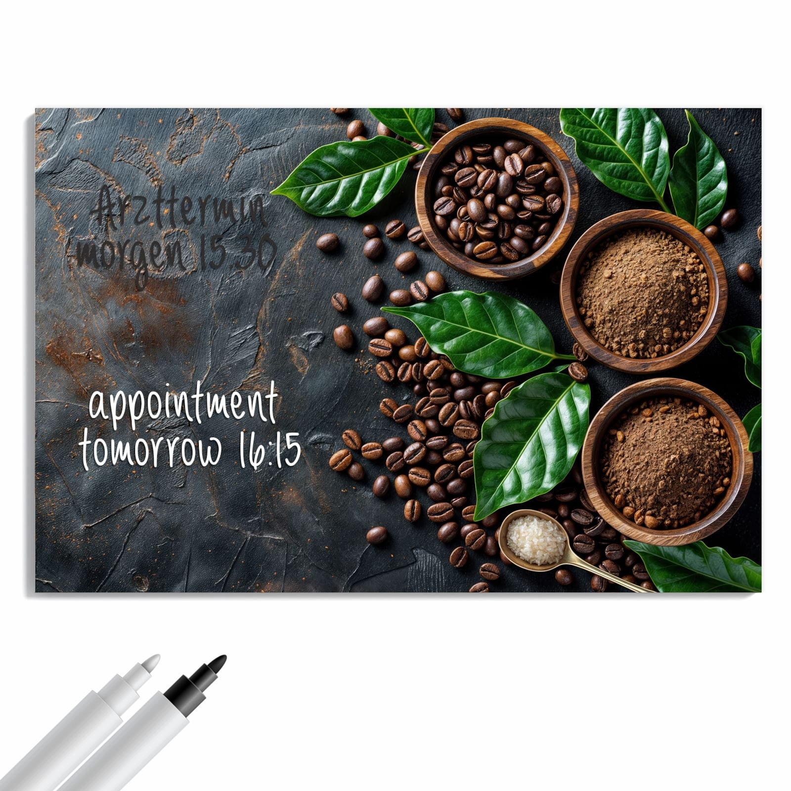 Magnetická tabule – obraz na zeď Zrna kávy a listy | 90 × 60 cm