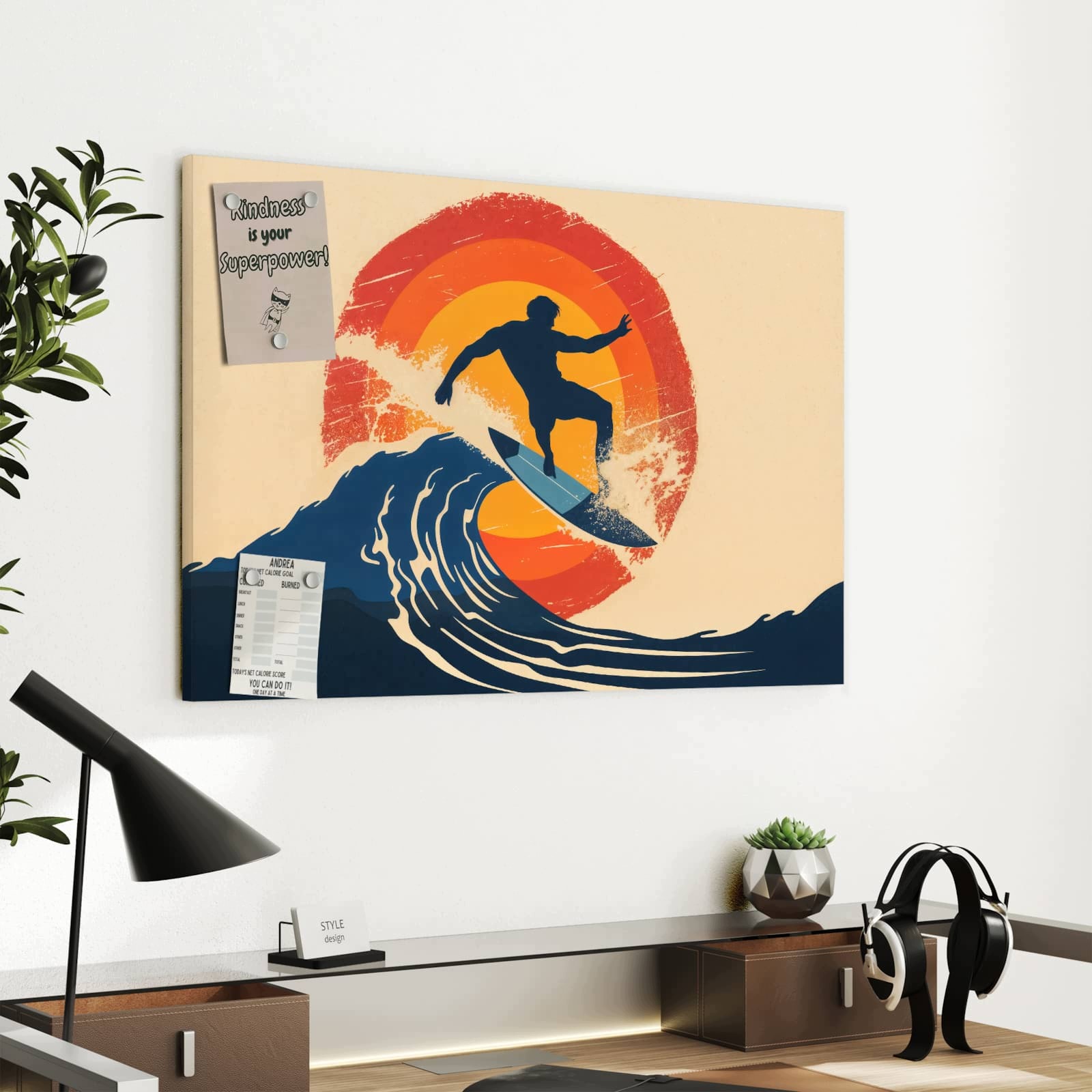Magnetická tabule – obraz na zeď Surfařská vlna | 60 × 40 cm