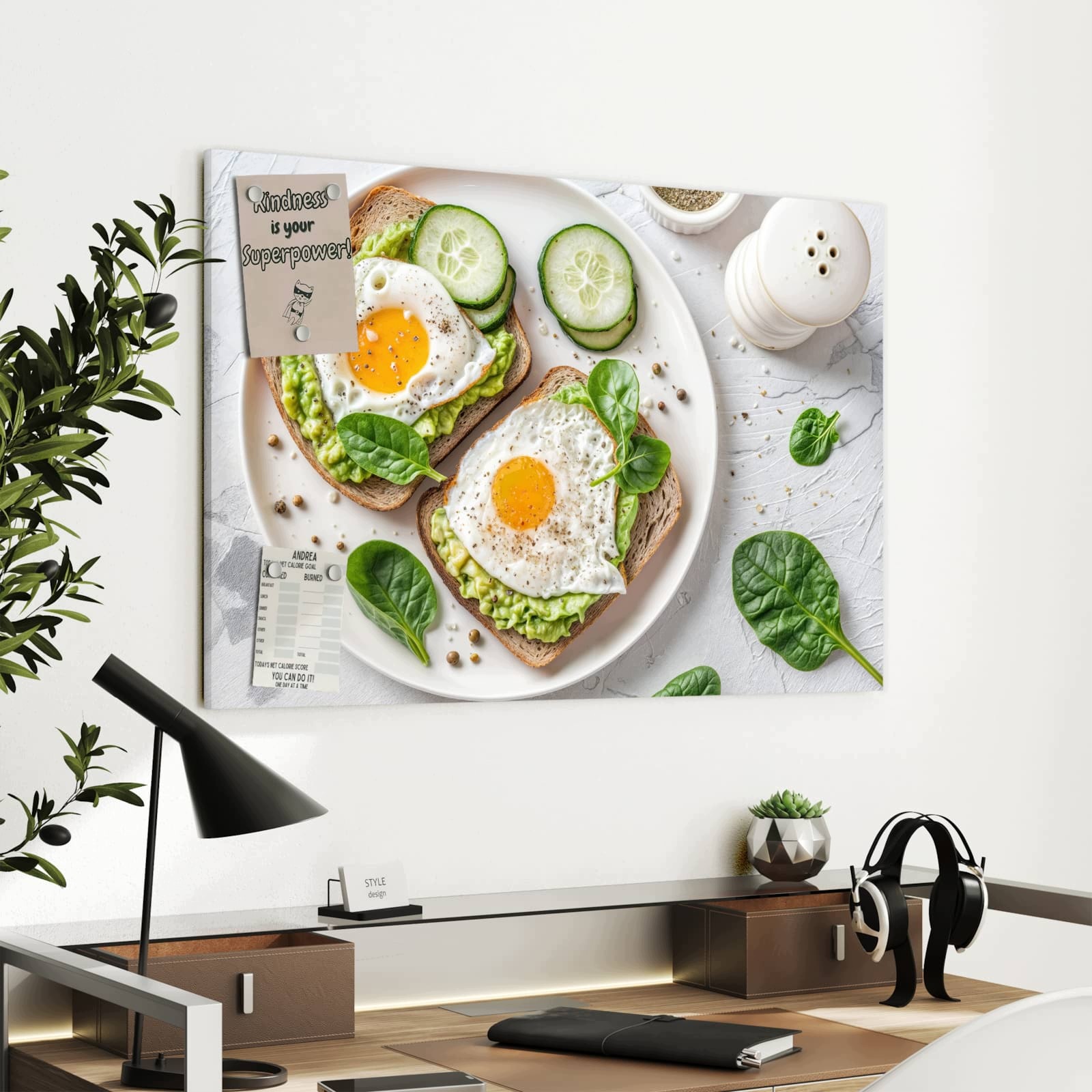 Magnetická tabule – obraz na zeď Chléb s avokádem | 90 × 60 cm