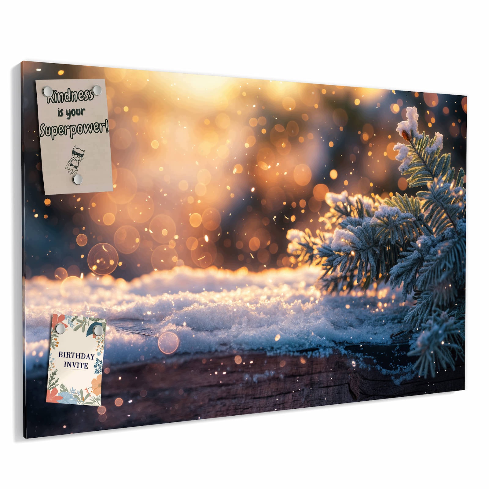 Magnetická tabule – obraz na zeď Zimní větvička ve sněhu | 90 × 60 cm