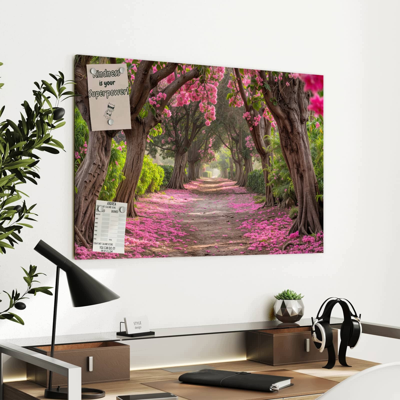 Magnetická tabule – obraz na zeď Alej květin | 90 × 60 cm