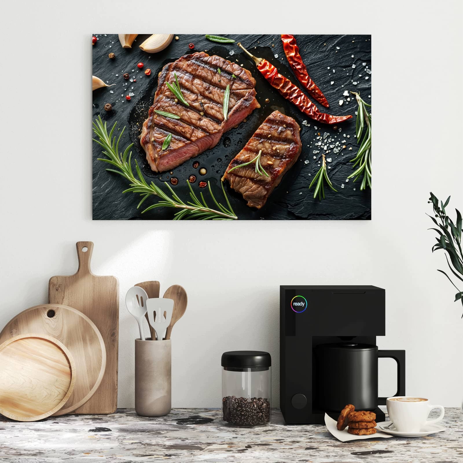 Magnetická tabule – obraz na zeď Šťavnatý steak s rozmarýnem | 60 × 40 cm