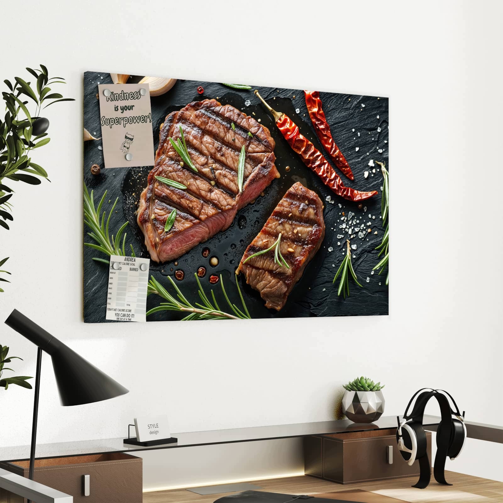 Magnetická tabule – obraz na zeď Šťavnatý steak s rozmarýnem | 60 × 40 cm