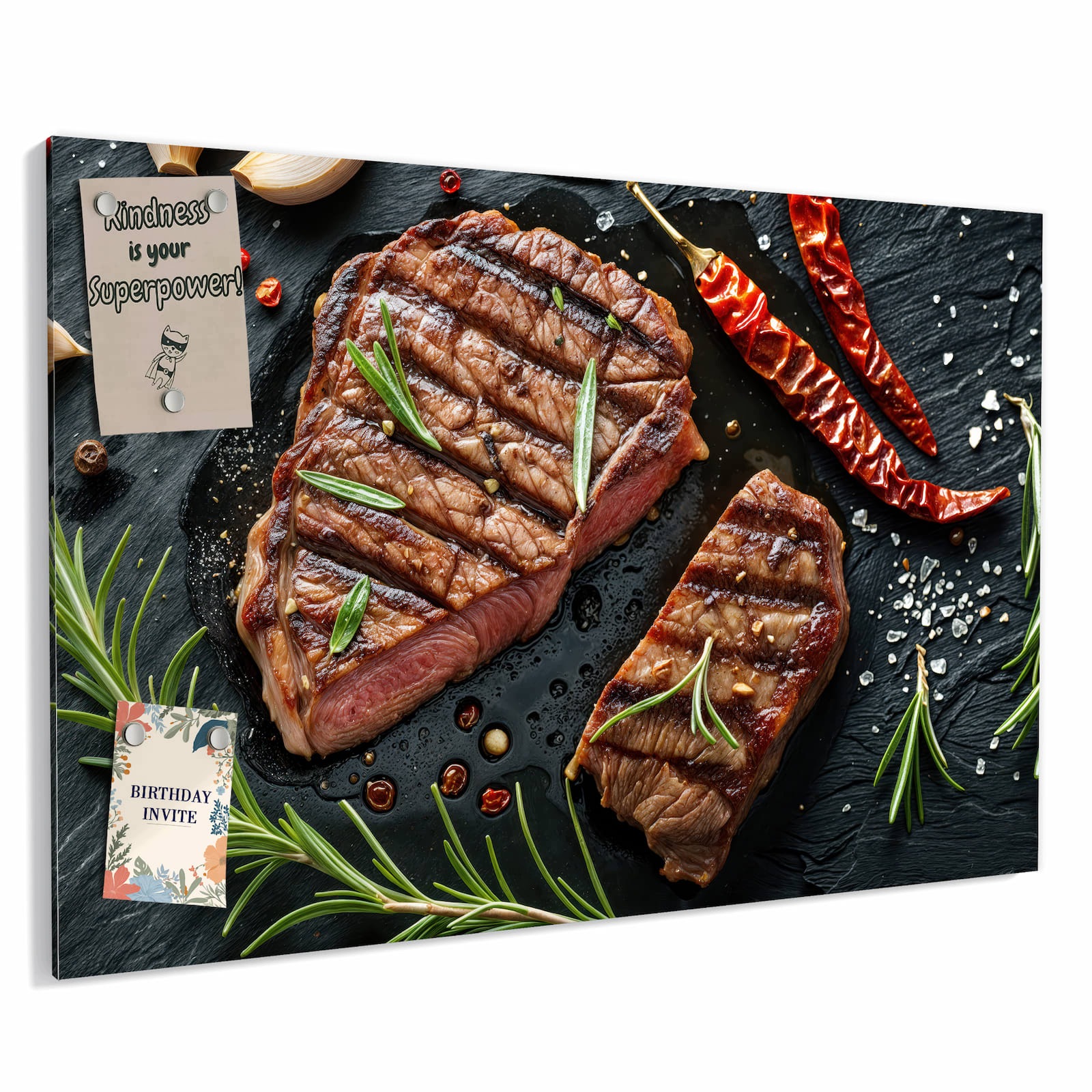 Magnetická tabule – obraz na zeď Šťavnatý steak s rozmarýnem | 60 × 40 cm