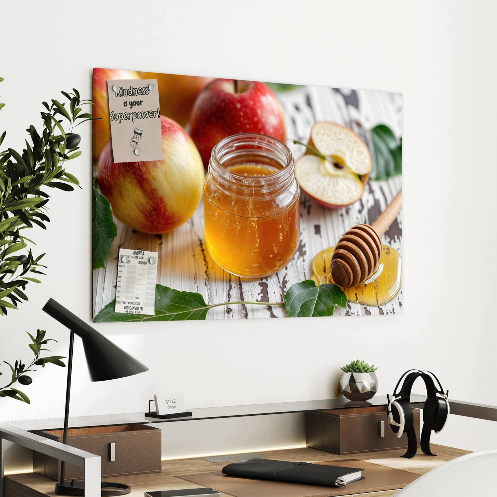 Magnetická tabule – obraz na zeď Jablka a med | 90 × 60 cm