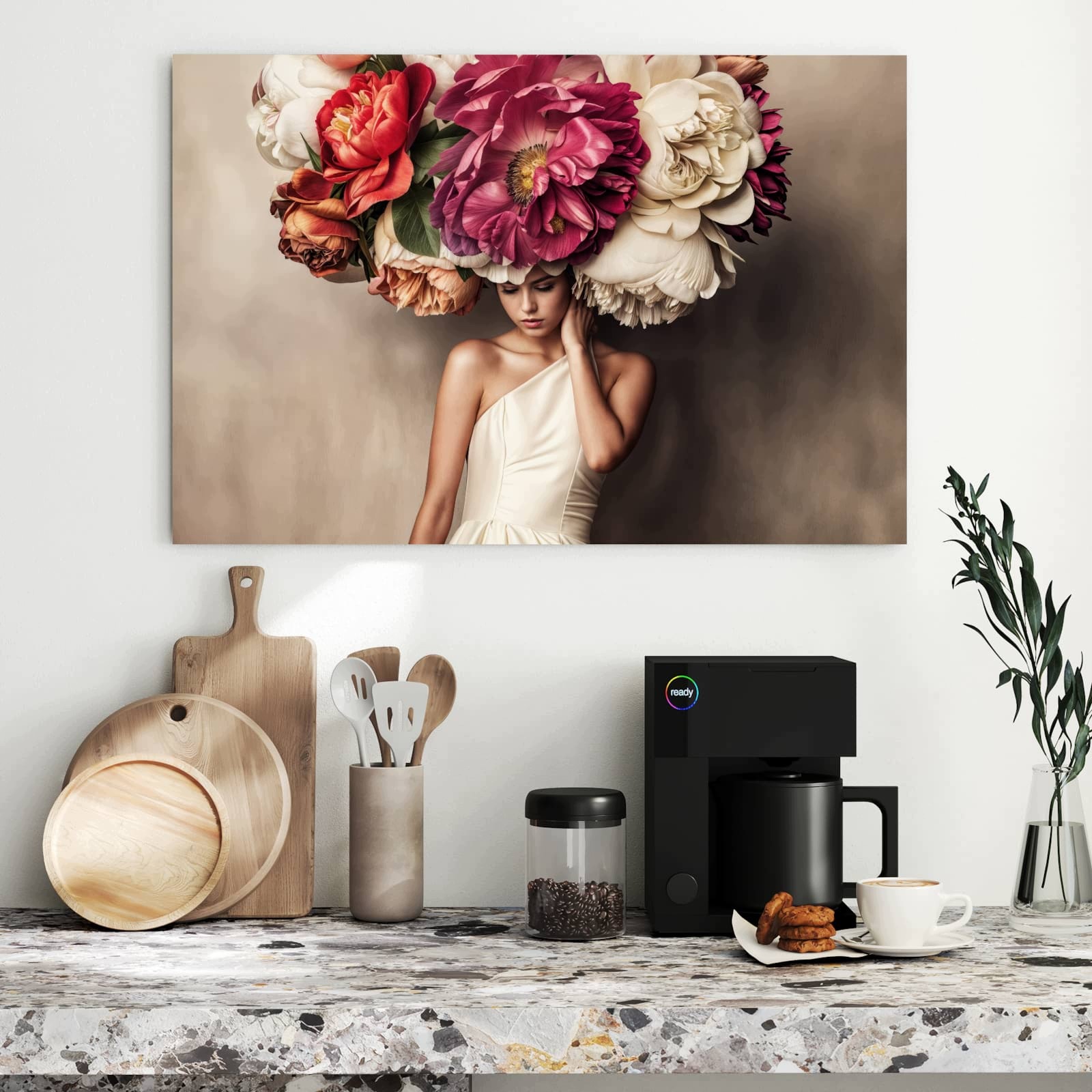 Magnetická tabule – obraz na zeď Květinový klobouk portrét | 90 × 60 cm