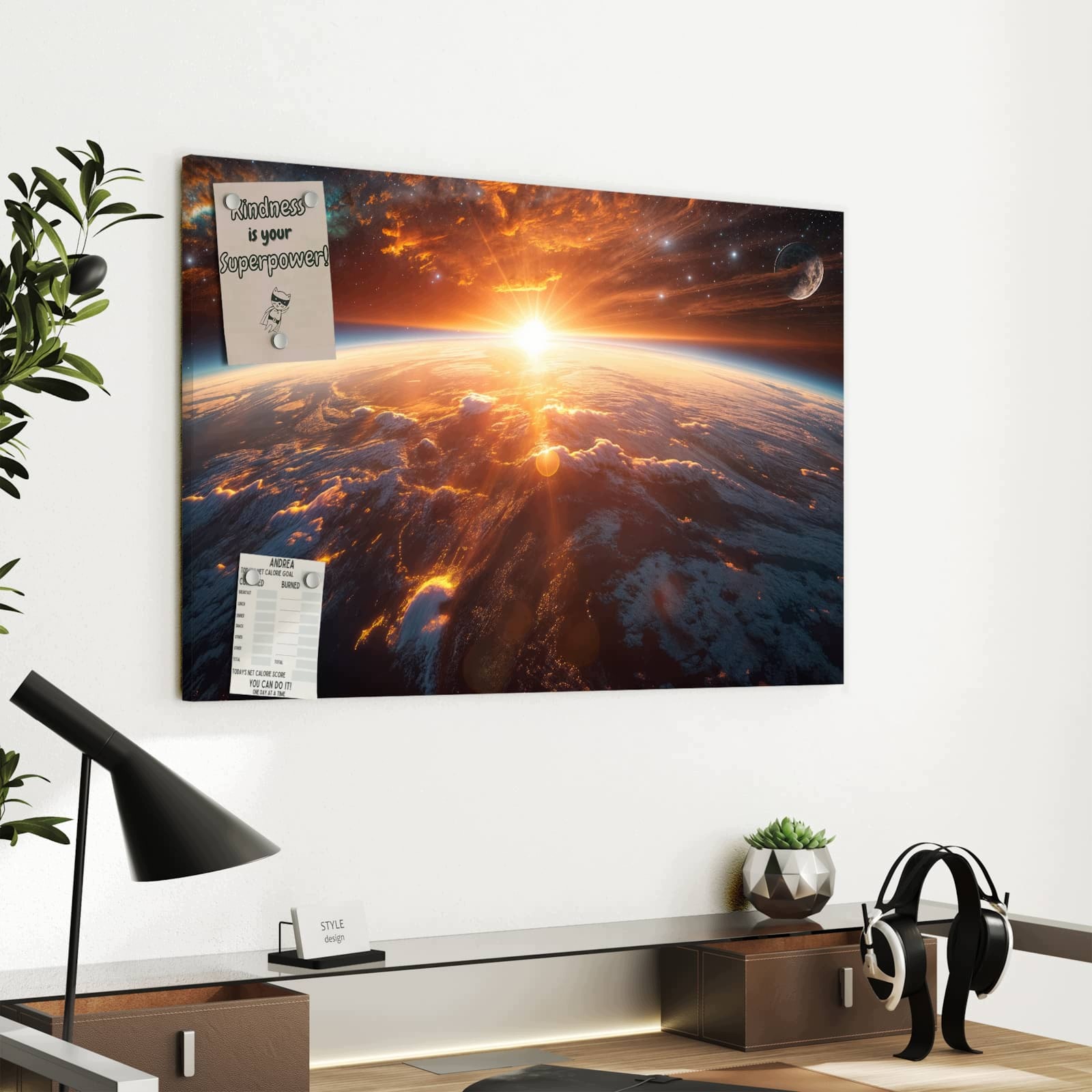 Magnetická tabule – obraz na zeď Země při východu slunce | 60 × 40 cm