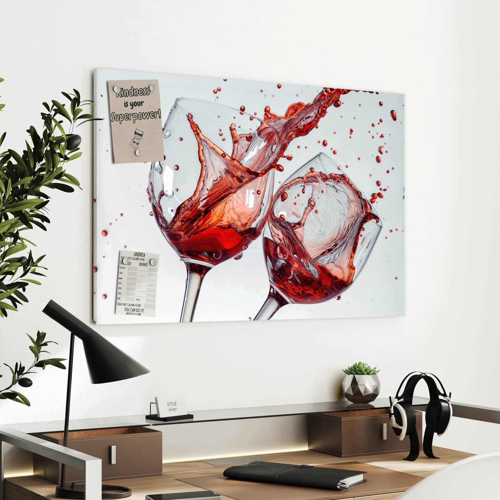 Magnetická tabule – obraz na zeď Šplouchající sklenka vína | 90 × 60 cm