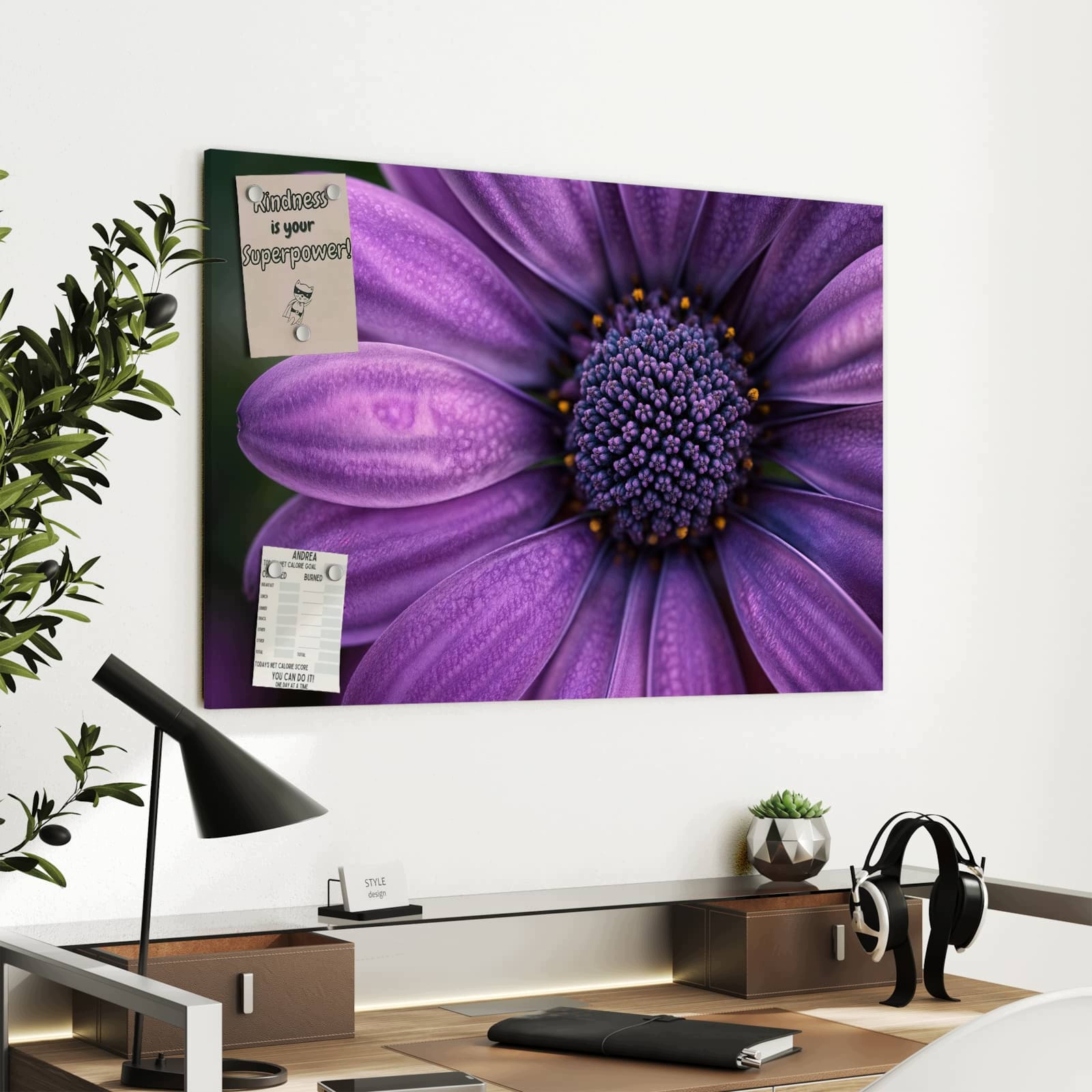 Magnetická tabule – obraz na zeď Fialový zázrak květin | 90 × 60 cm
