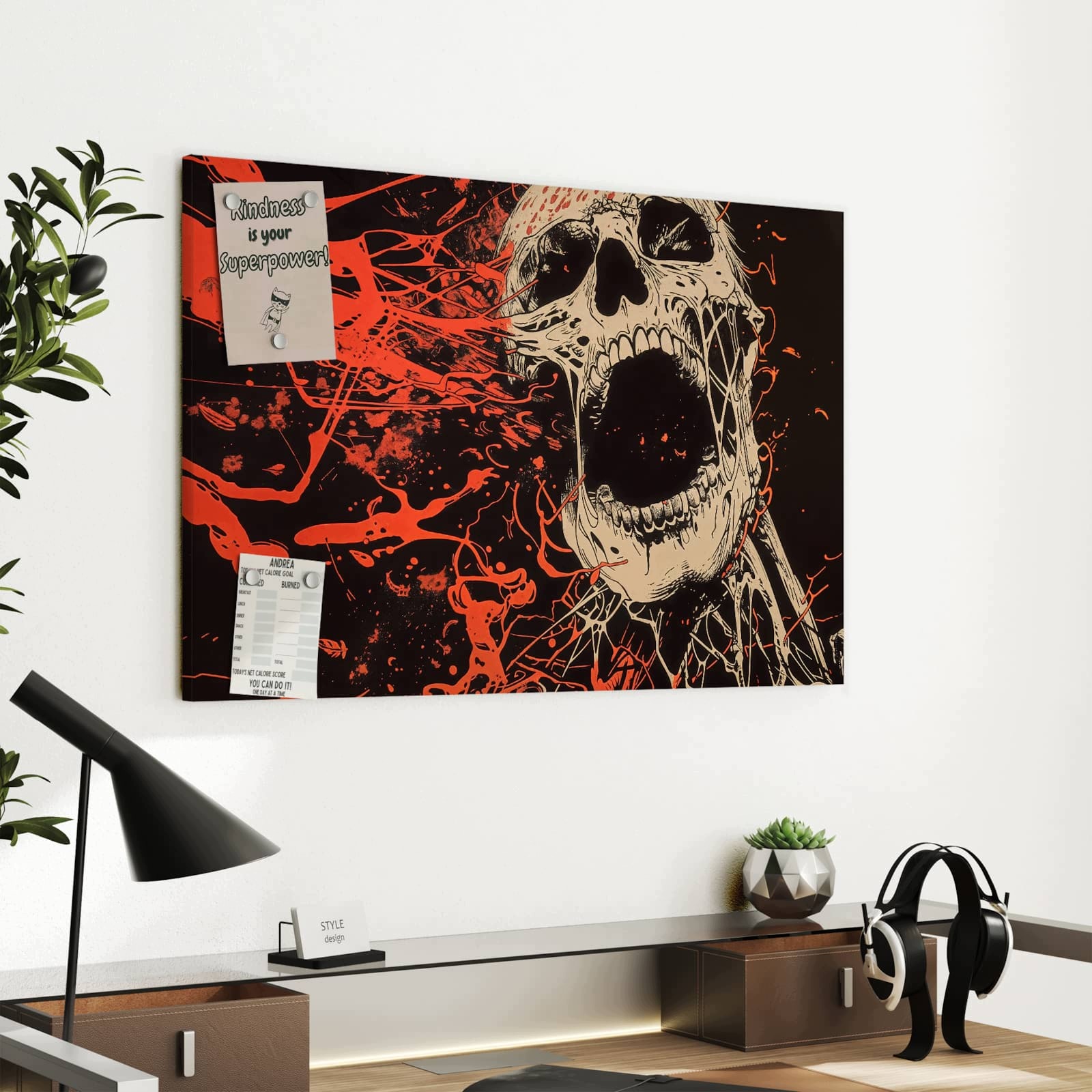 Magnetická tabule – obraz na zeď Křičící lebka | 60 × 40 cm