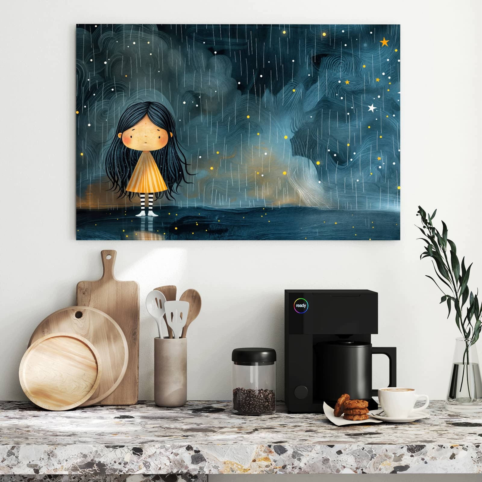 Magnetická tabule – obraz na zeď Dívka v dešti | 90 × 60 cm
