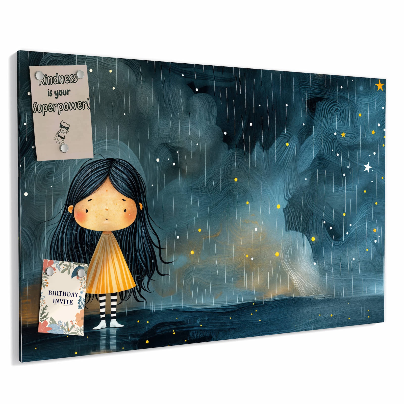 Magnetická tabule – obraz na zeď Dívka v dešti | 90 × 60 cm