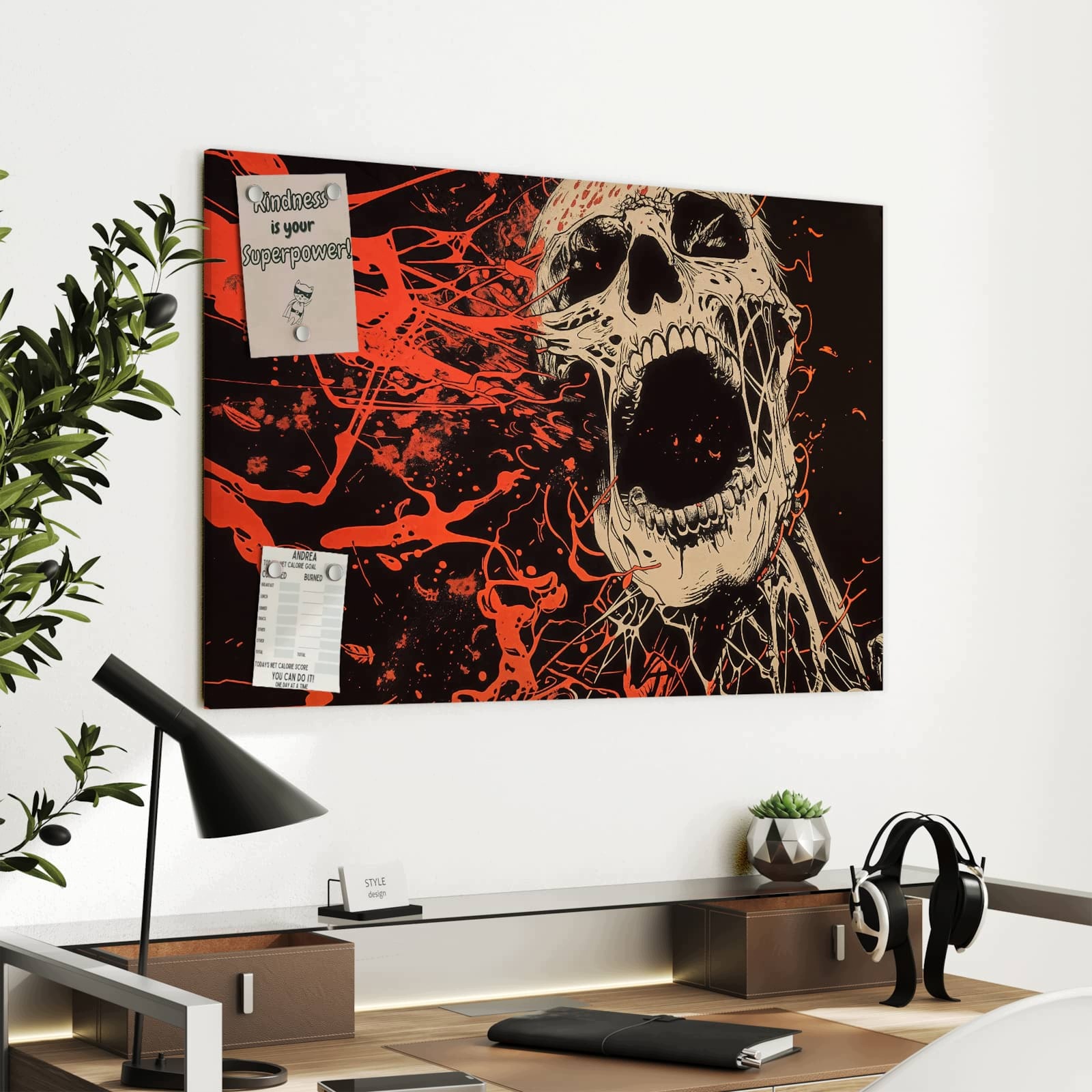 Magnetická tabule – obraz na zeď Křičící lebka | 90 × 60 cm