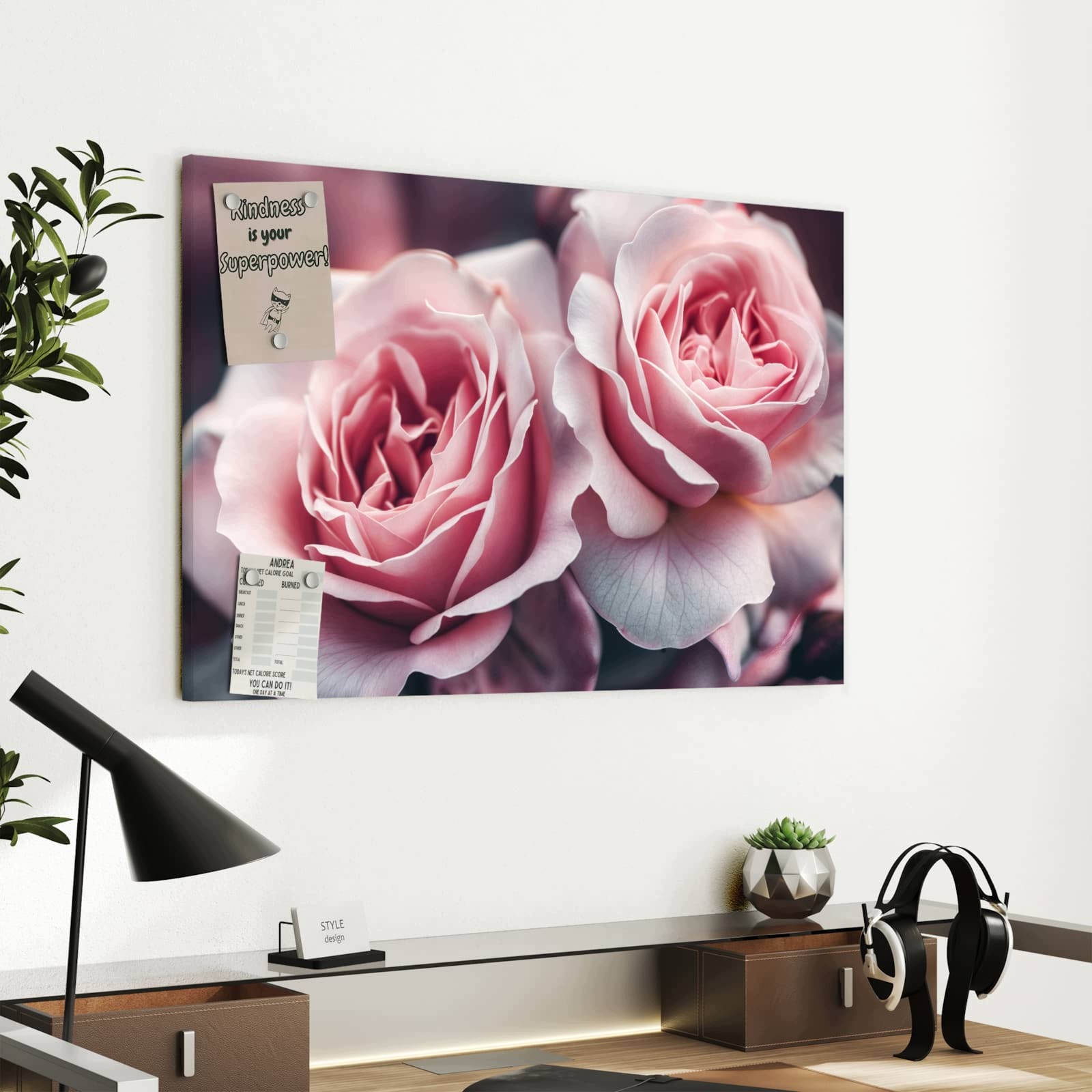 Magnetická tabule – obraz na zeď Dvojice růží | 60 × 40 cm