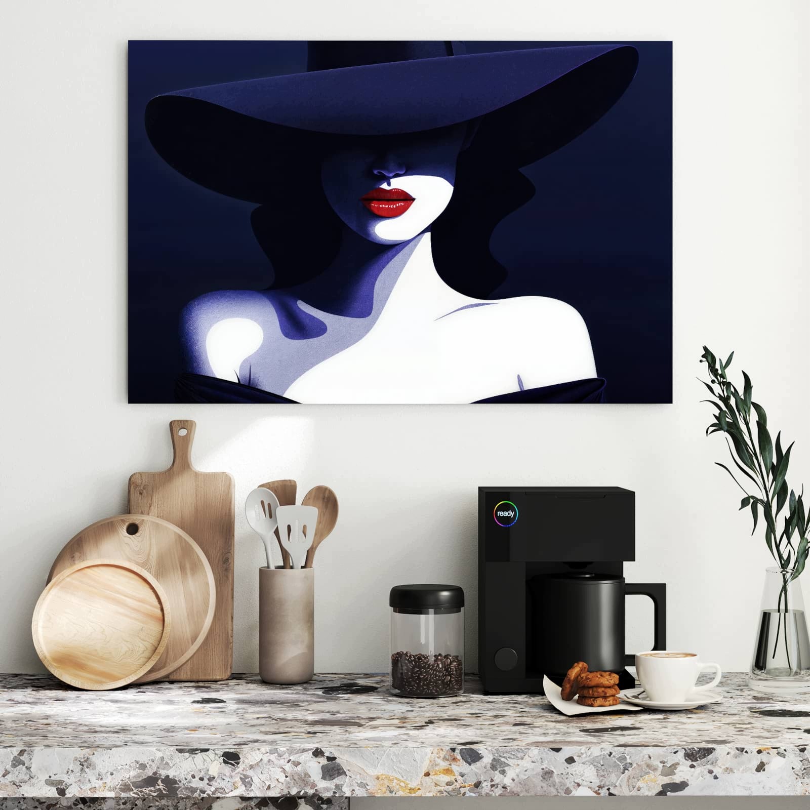 Magnetická tabule – obraz na zeď Dáma s tmavým kloboukem | 90 × 60 cm