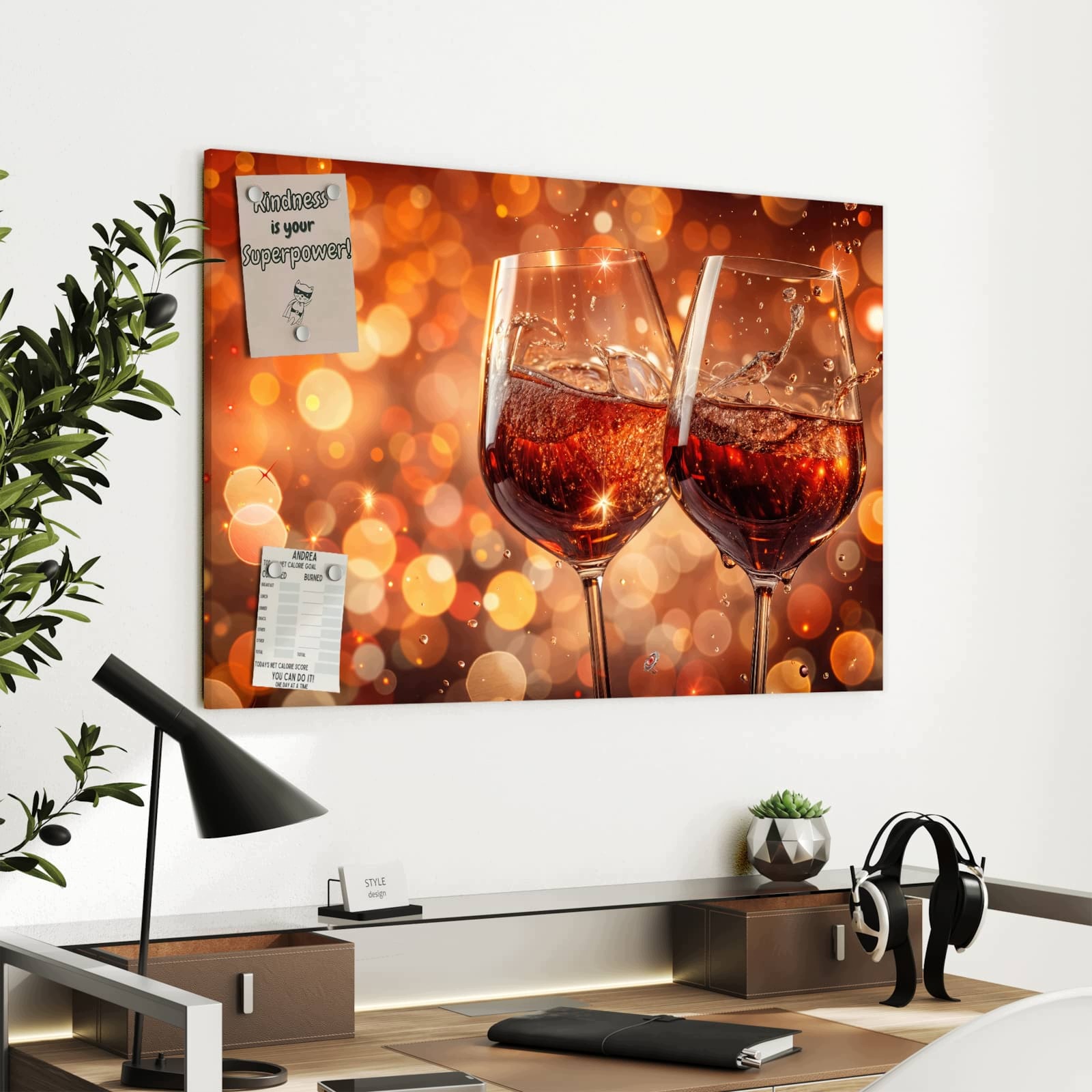 Magnetická tabule – obraz na zeď Sváteční skleničky na víno | 90 × 60 cm