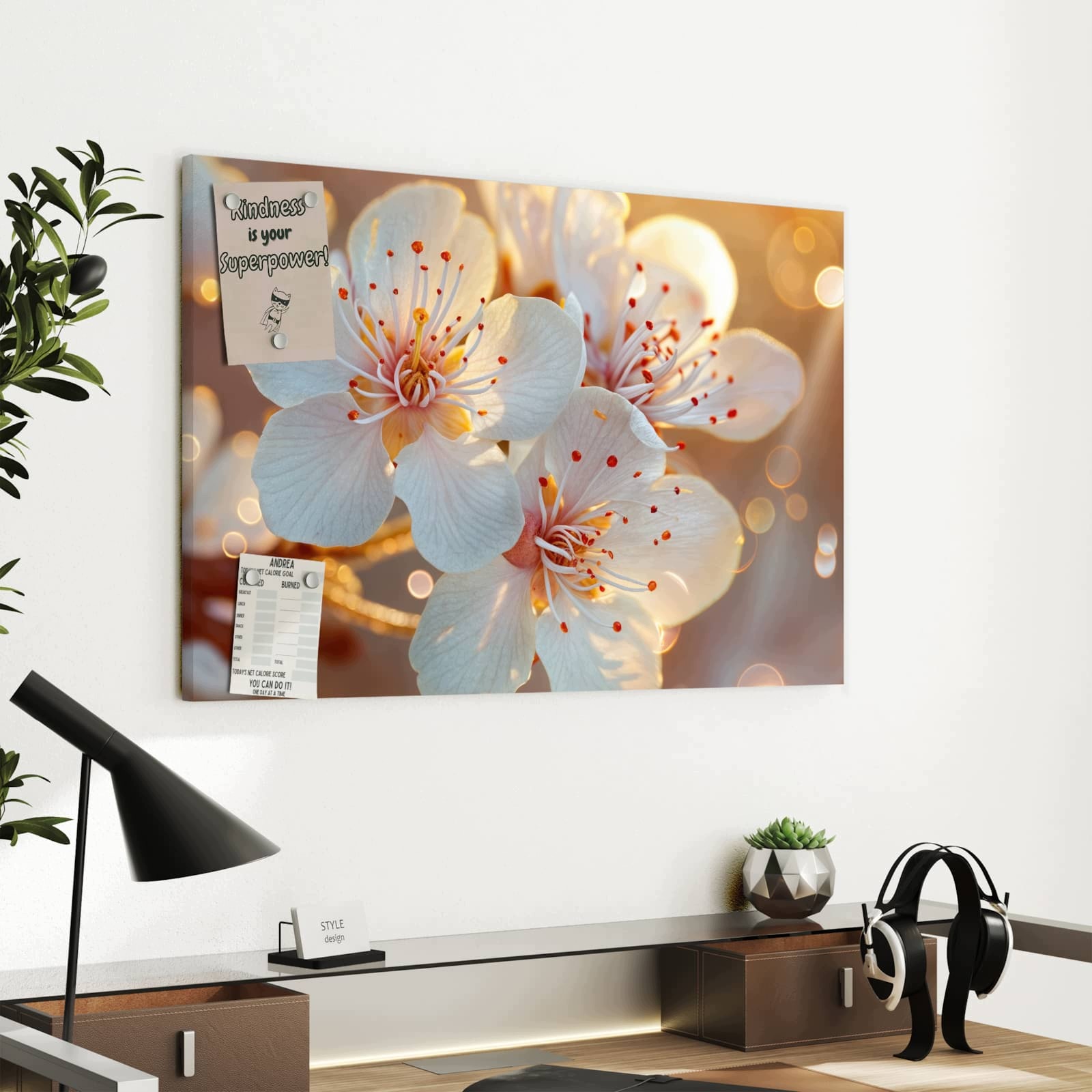 Magnetická tabule – obraz na zeď Květiny ve slunečním světle – motiv 2 | 60 × 40 cm