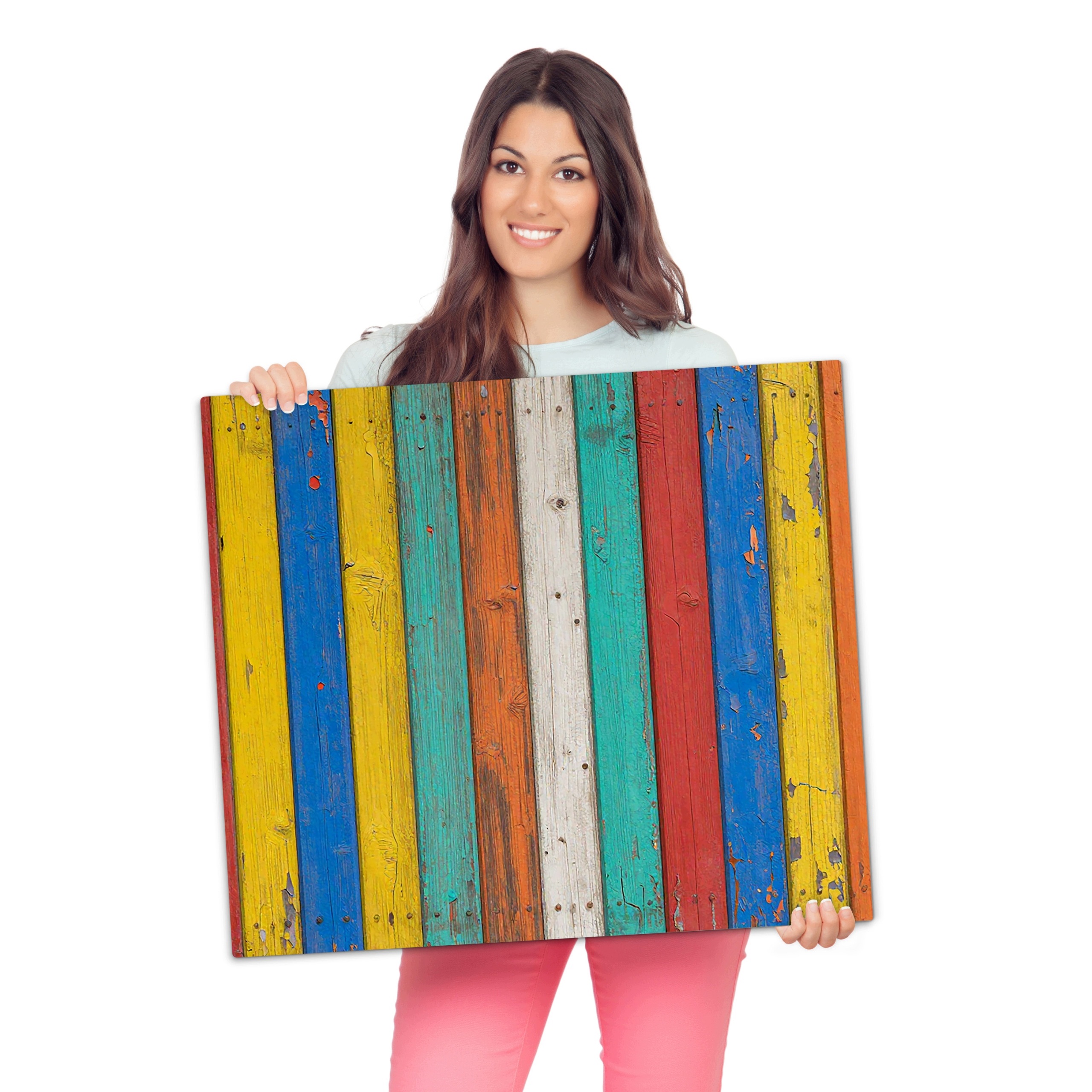 Skleněná ochranná deska za sporák a linku – Barevná prkna | 60 × 52 cm