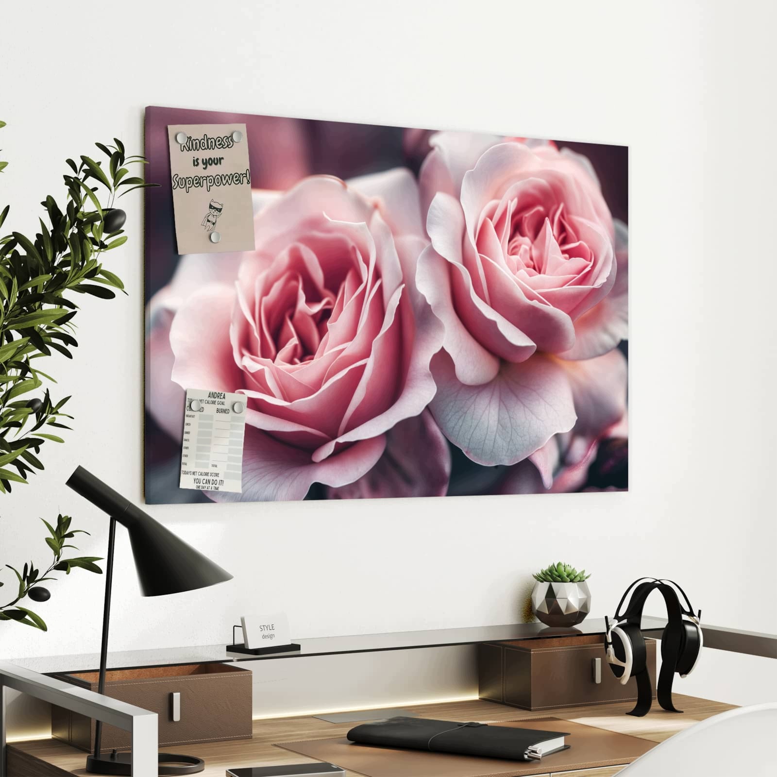 Magnetická tabule – obraz na zeď Dvojice růží | 90 × 60 cm