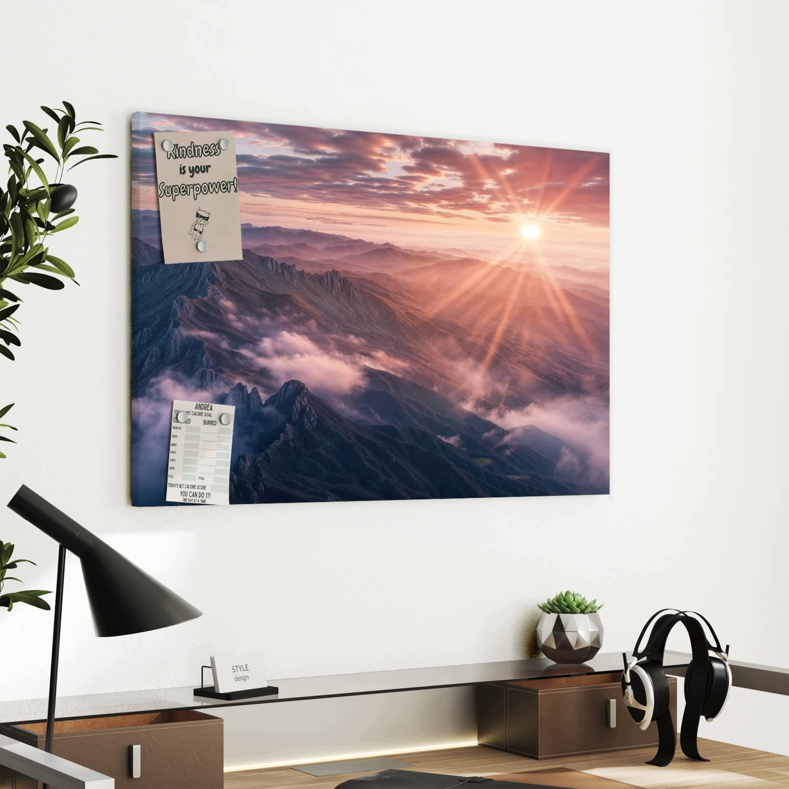 Magnetická tabule – obraz na zeď Východ slunce hory | 60 × 40 cm