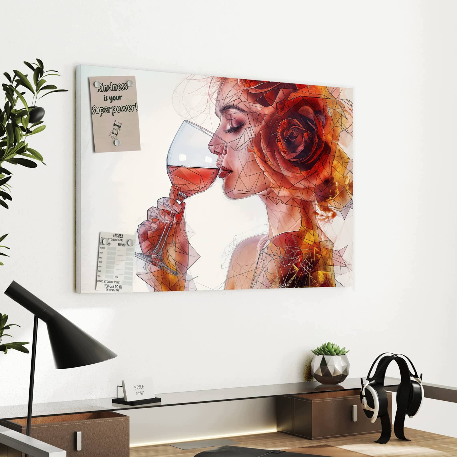 Magnetická tabule – obraz na zeď Pijící víno žena | 60 × 40 cm