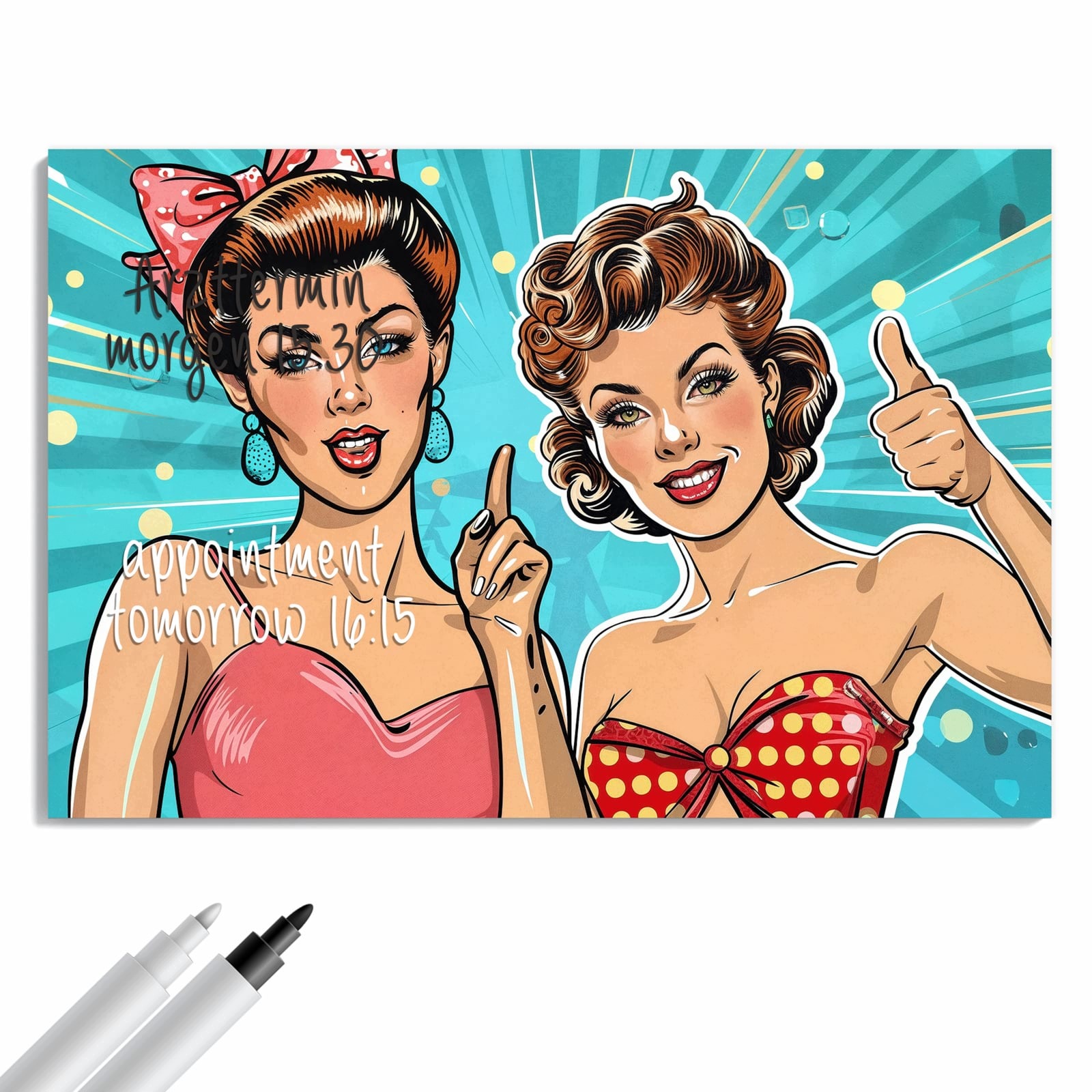 Magnetická tabule – obraz na zeď Retro ženy ilustrace | 60 × 40 cm