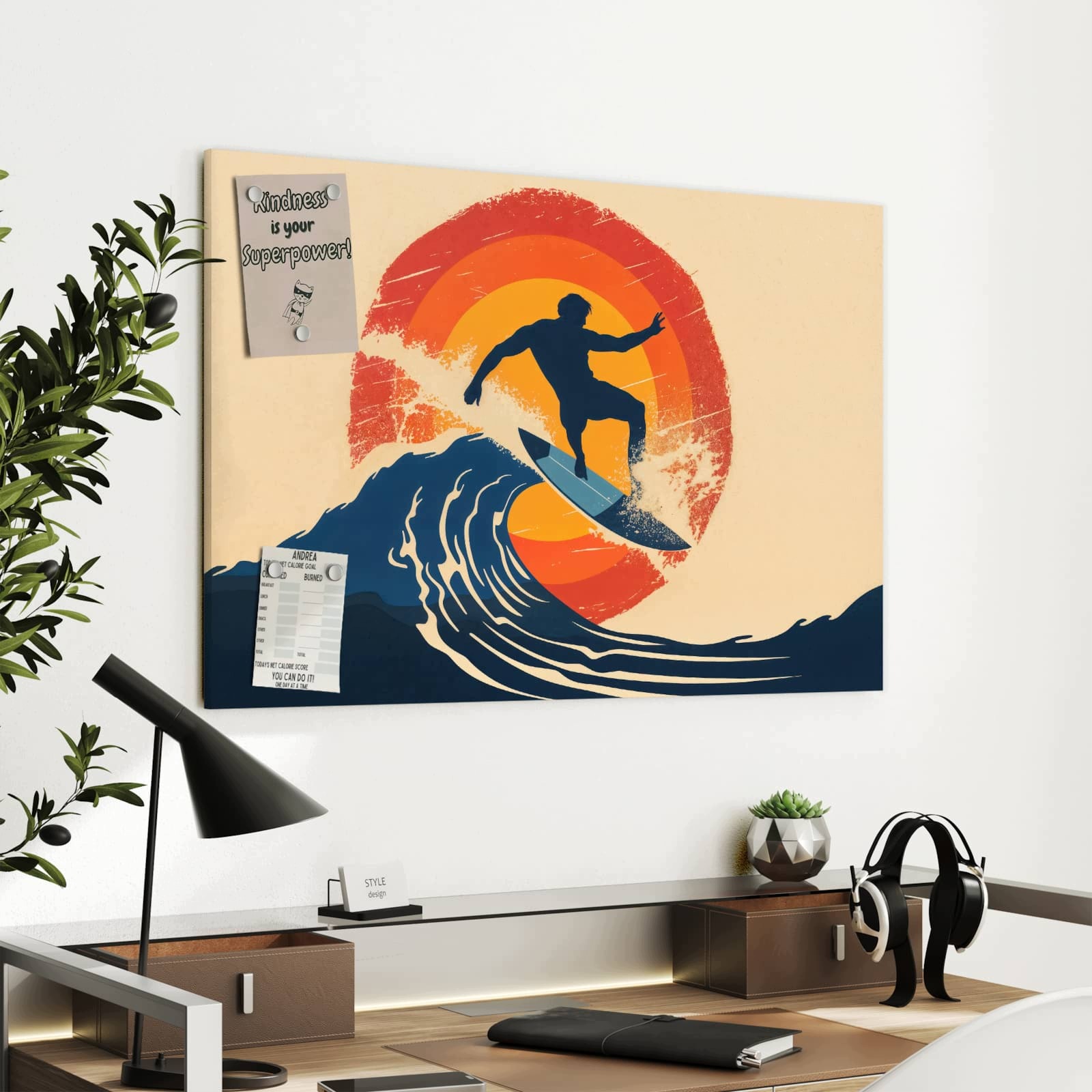 Magnetická tabule – obraz na zeď Surfařská vlna | 90 × 60 cm