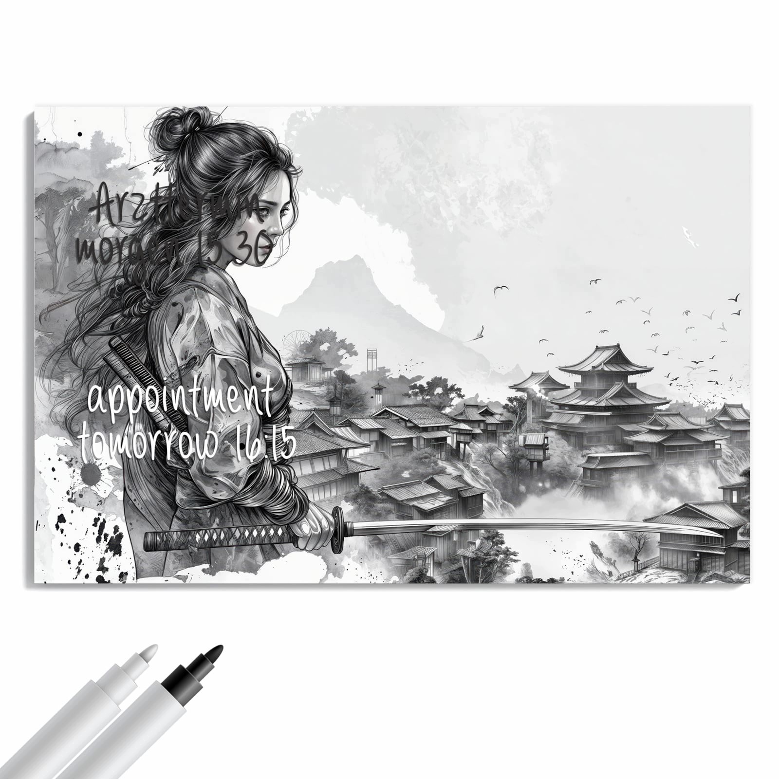 Magnetická tabule – obraz na zeď Samuraj bojovnice město | 60 × 40 cm