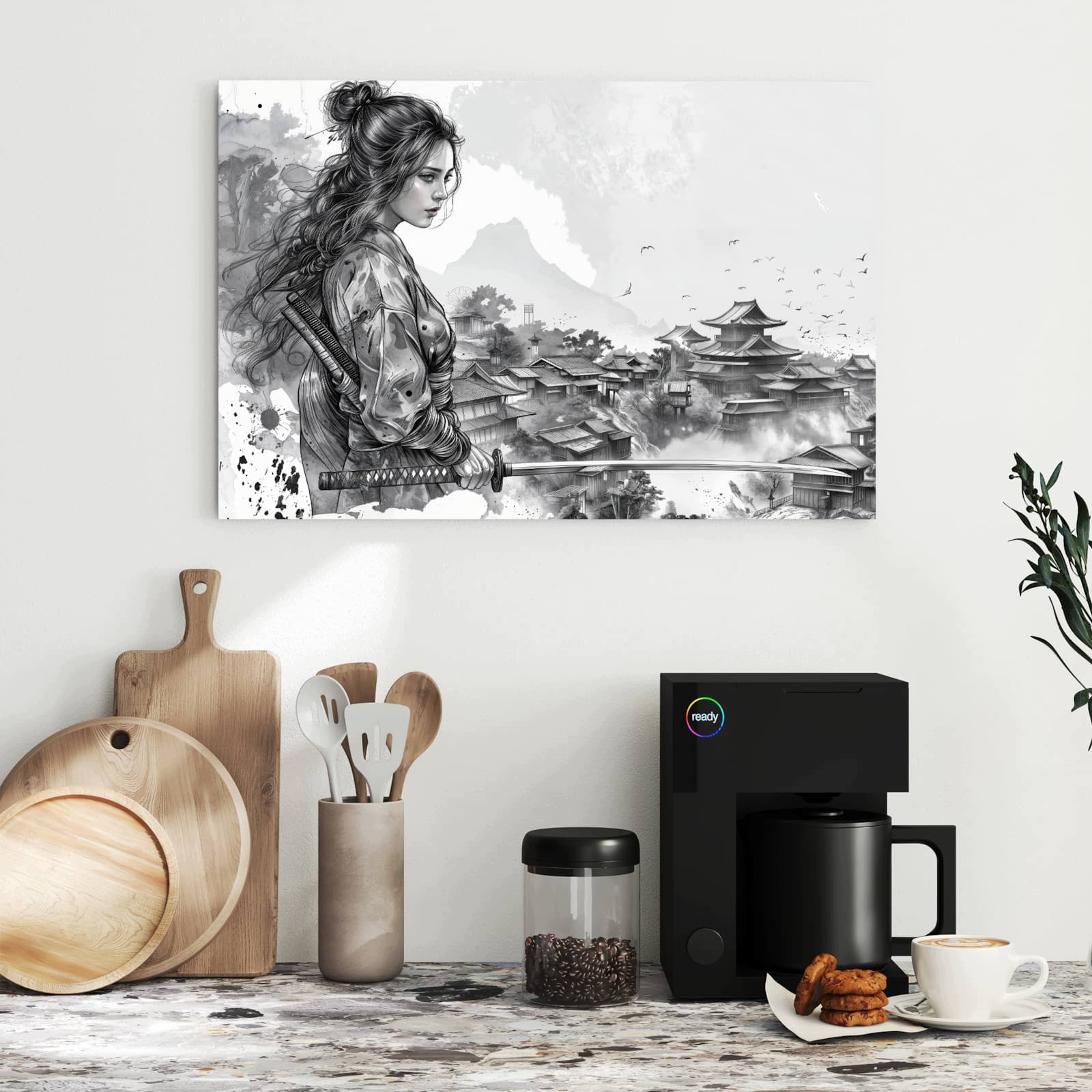 Magnetická tabule – obraz na zeď Samuraj bojovnice město | 60 × 40 cm