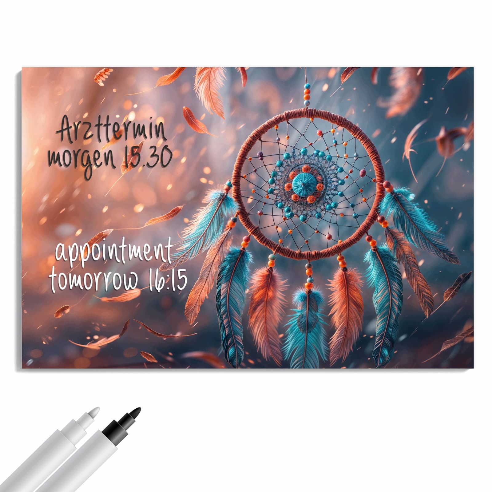 Magnetická tabule – obraz na zeď Lapač snů s peřím | 90 × 60 cm