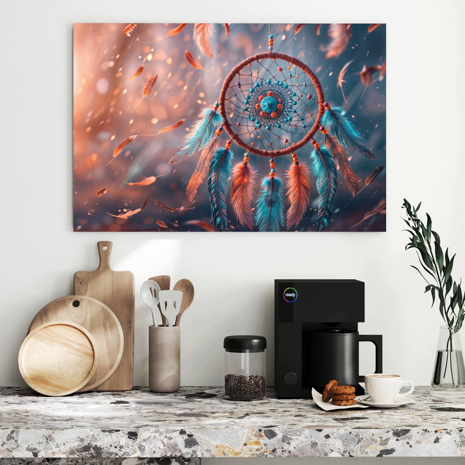 Magnetická tabule – obraz na zeď Lapač snů s peřím | 90 × 60 cm