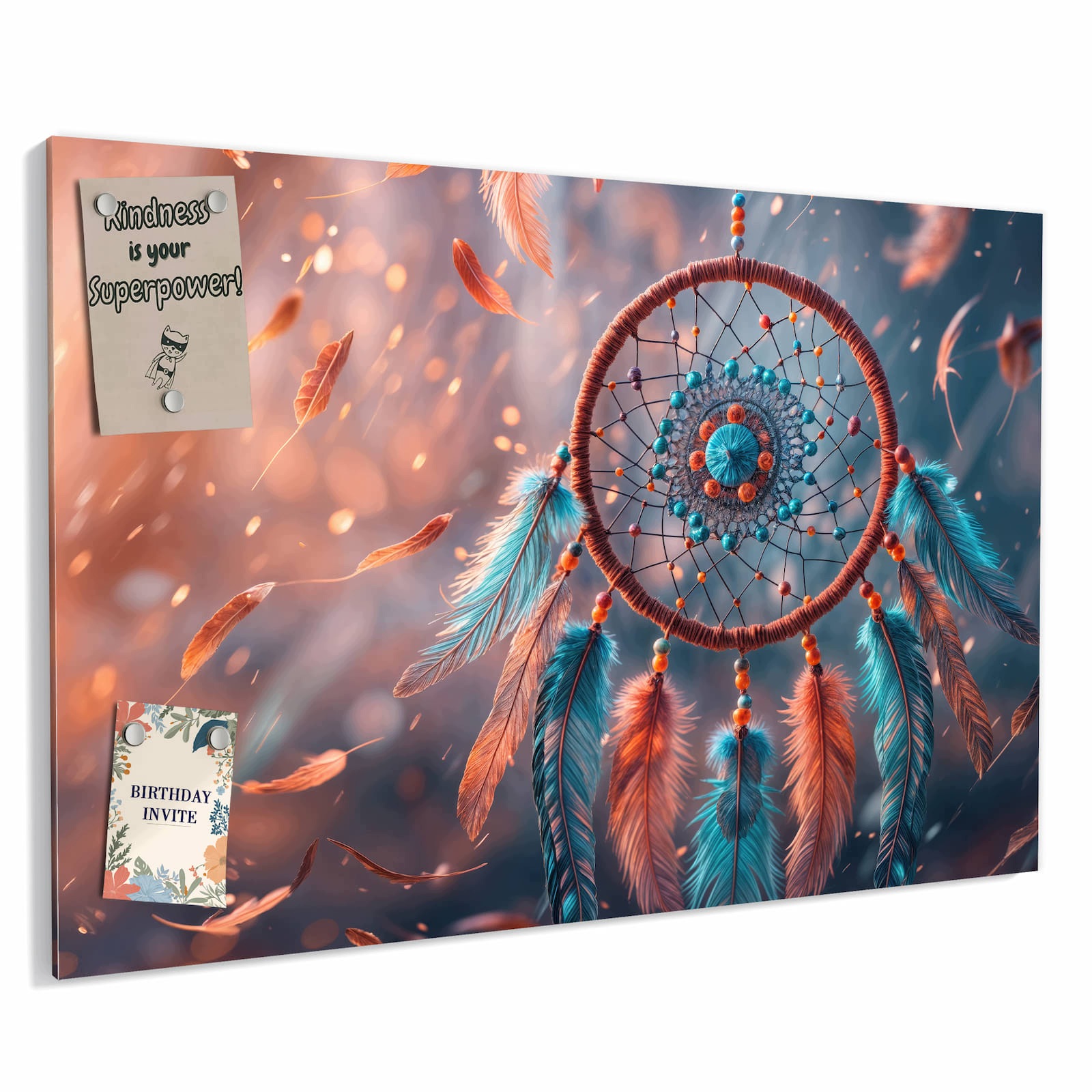 Magnetická tabule – obraz na zeď Lapač snů s peřím | 90 × 60 cm