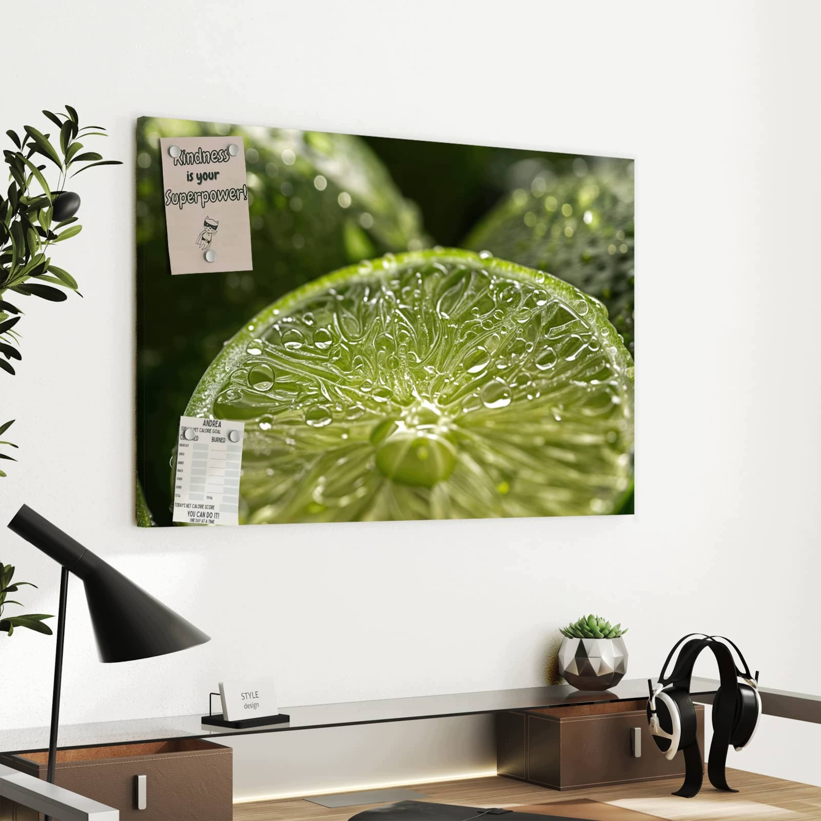 Magnetická tabule – obraz na zeď Limetky kapky vody | 60 × 40 cm