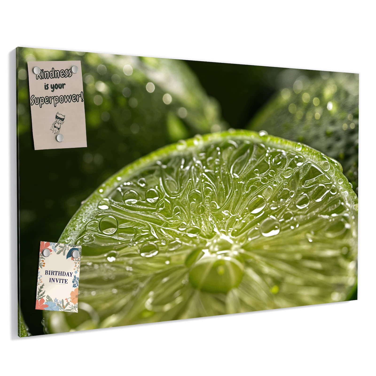 Magnetická tabule – obraz na zeď Limetky kapky vody | 60 × 40 cm