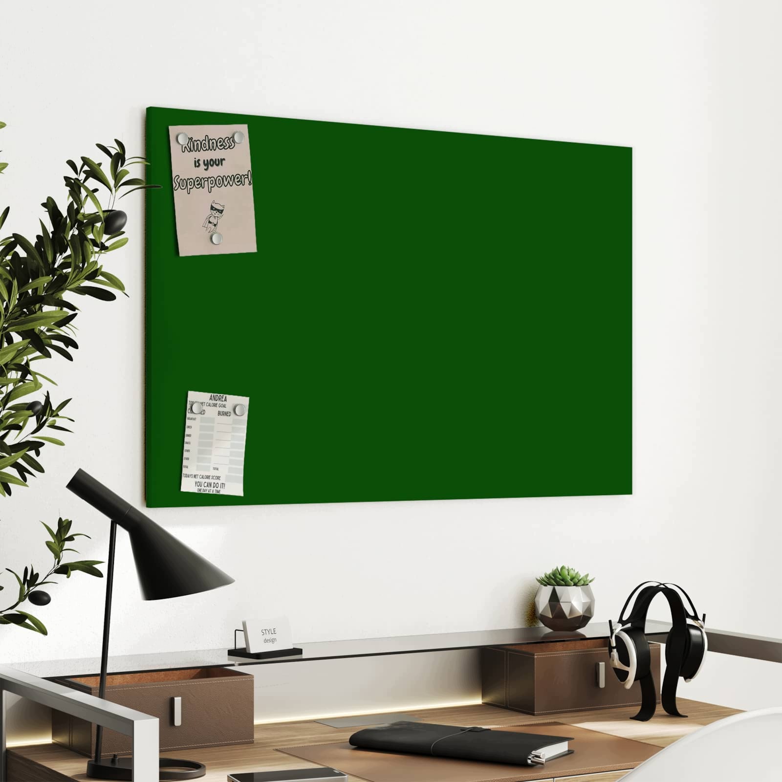 Magnetická tabule – obraz na zeď Tmavě zelené pozadí I | 90 × 60 cm