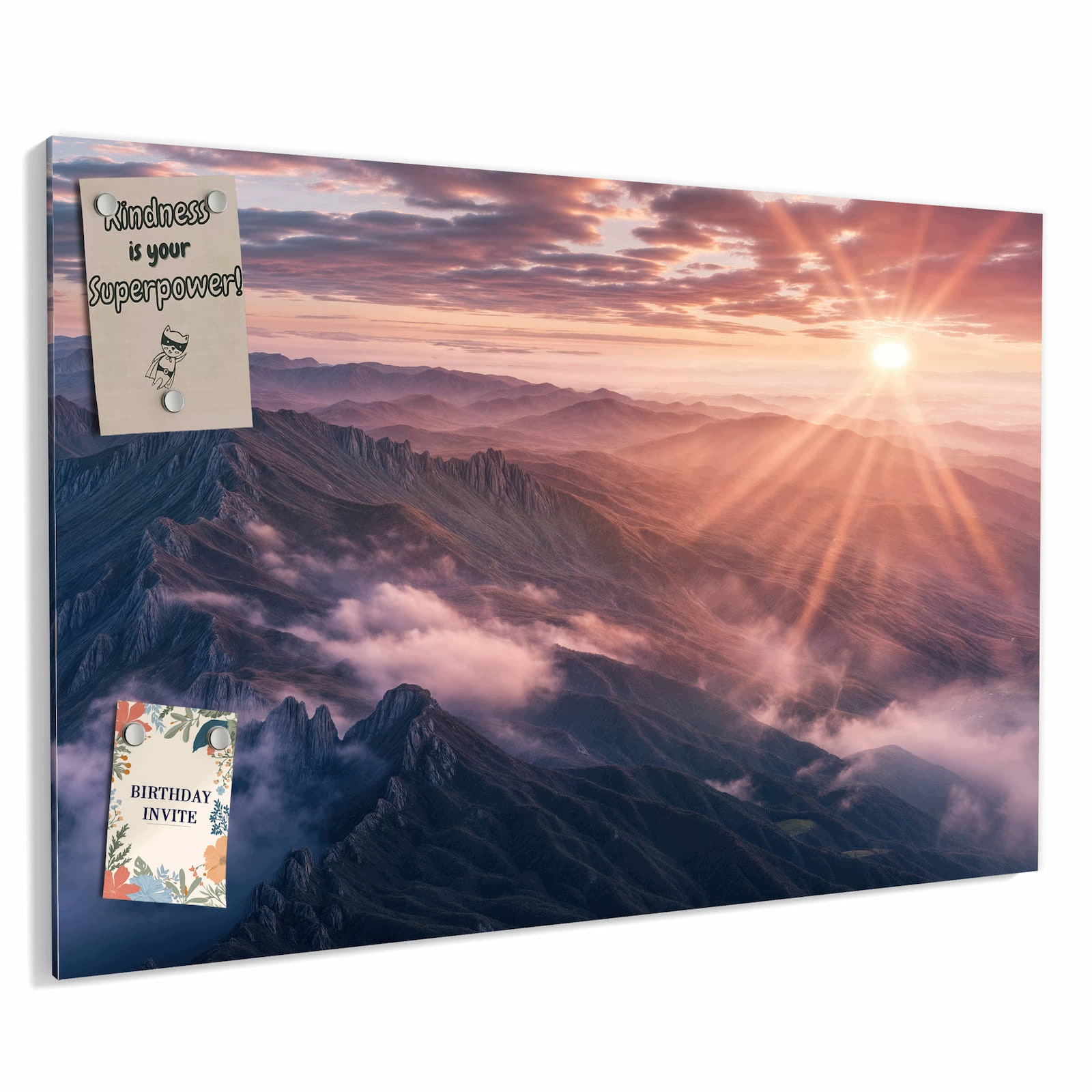 Magnetická tabule – obraz na zeď Východ slunce hory | 90 × 60 cm