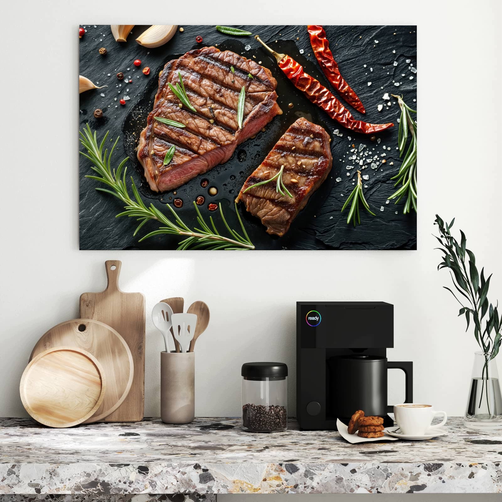 Magnetická tabule – obraz na zeď Šťavnatý steak s rozmarýnem | 90 × 60 cm