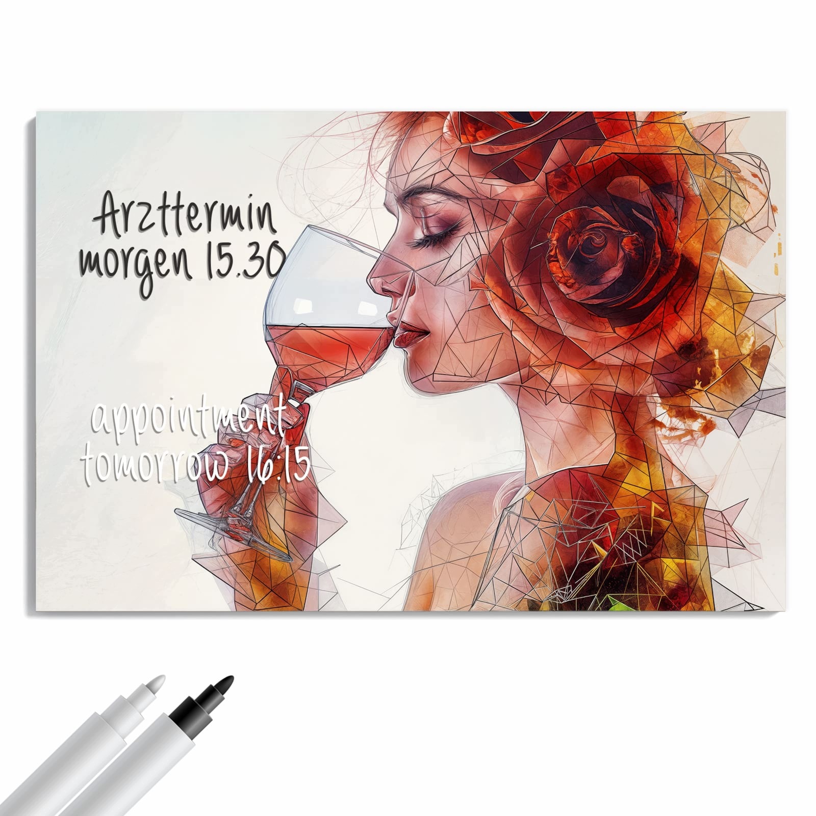 Magnetická tabule – obraz na zeď Pijící víno žena | 90 × 60 cm