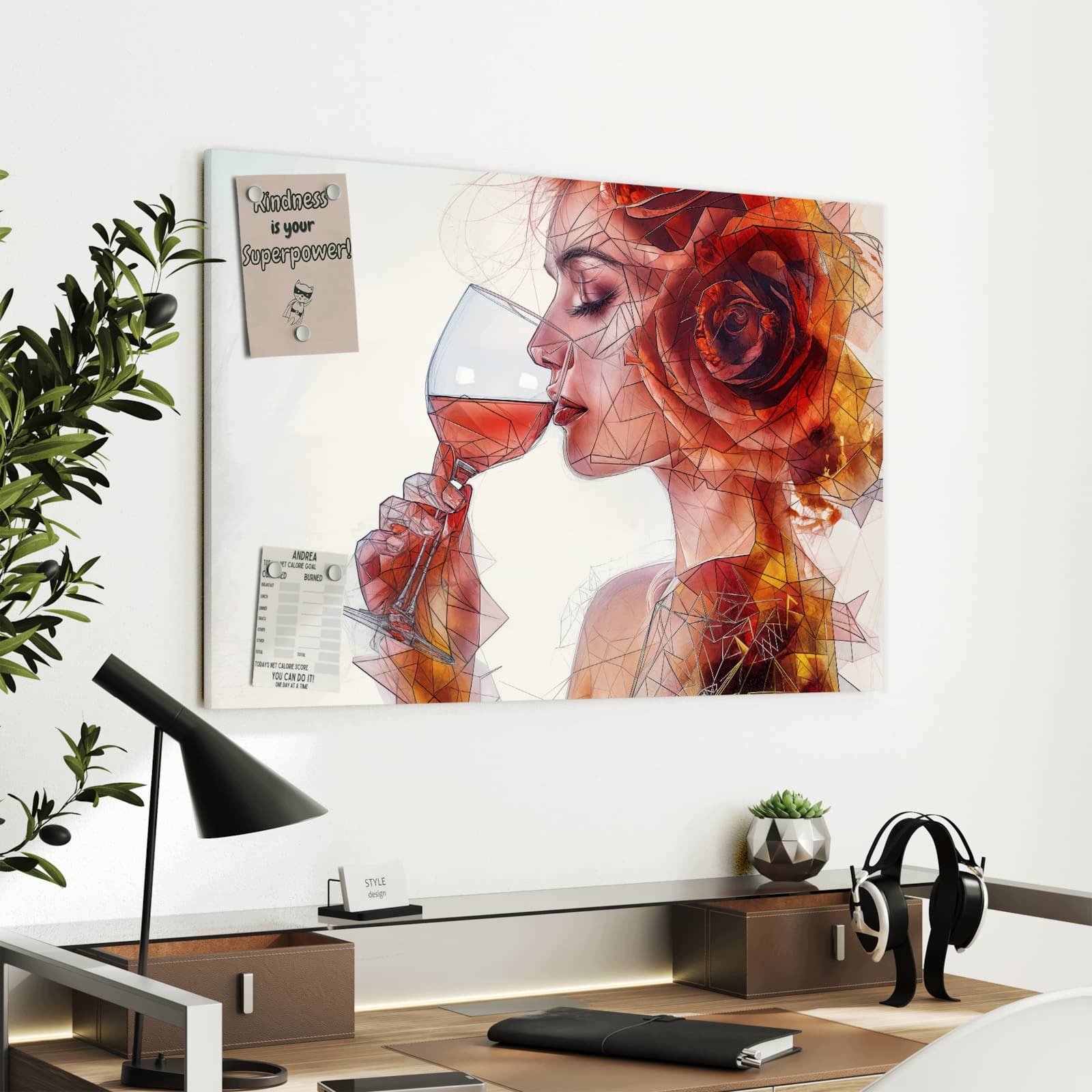 Magnetická tabule – obraz na zeď Pijící víno žena | 90 × 60 cm
