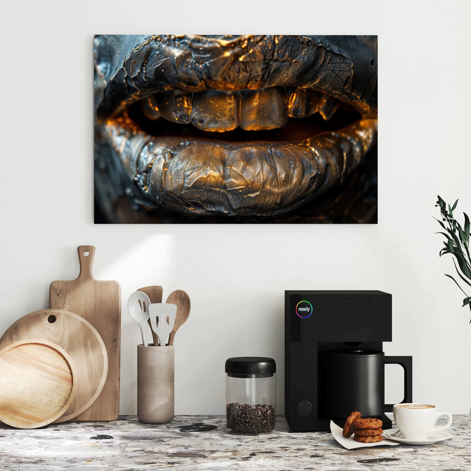 Magnetická tabule – obraz na zeď Kovové rty | 60 × 40 cm