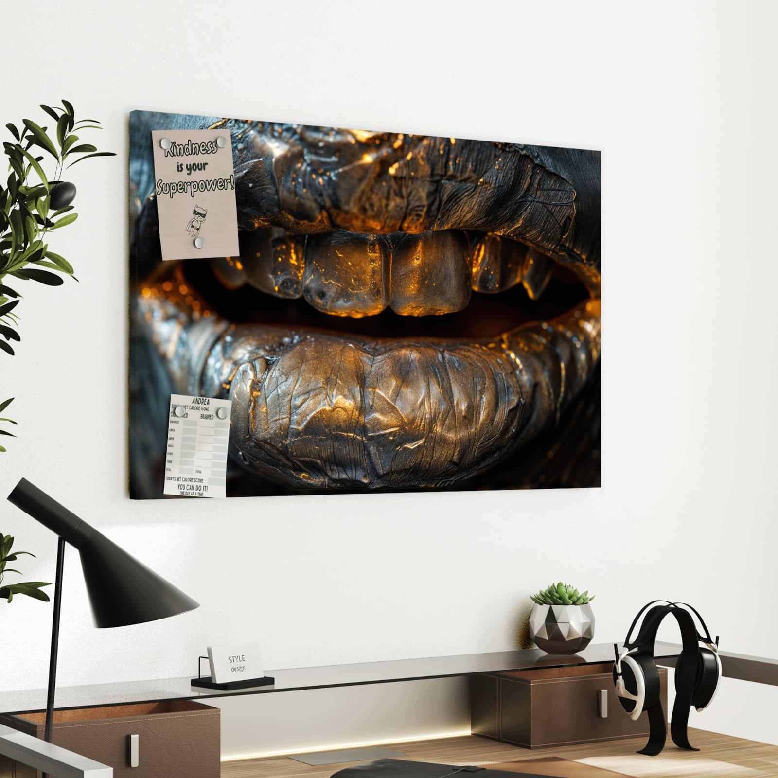 Magnetická tabule – obraz na zeď Kovové rty | 60 × 40 cm