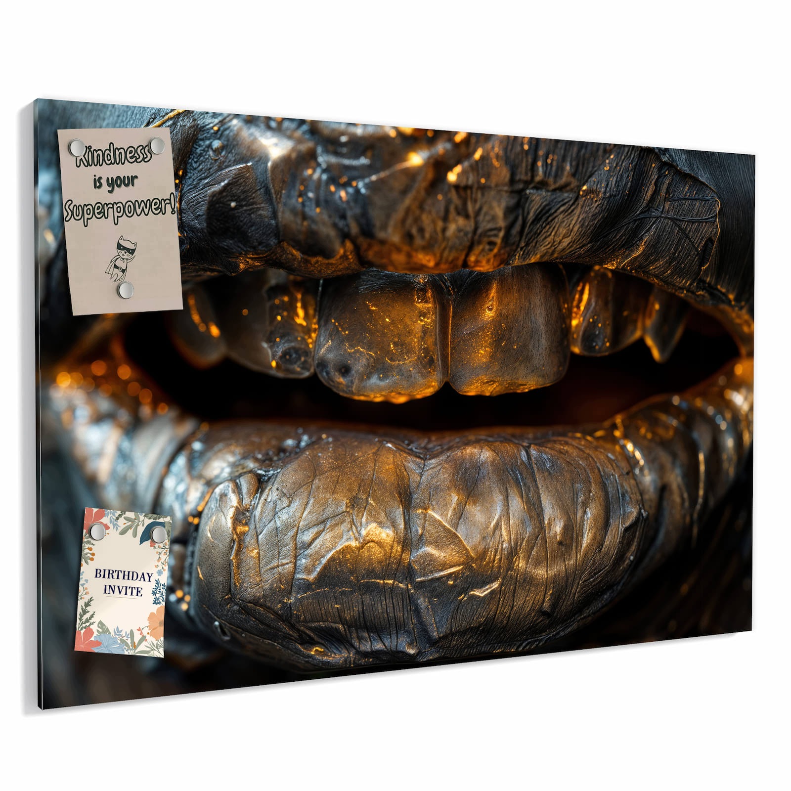 Magnetická tabule – obraz na zeď Kovové rty | 60 × 40 cm