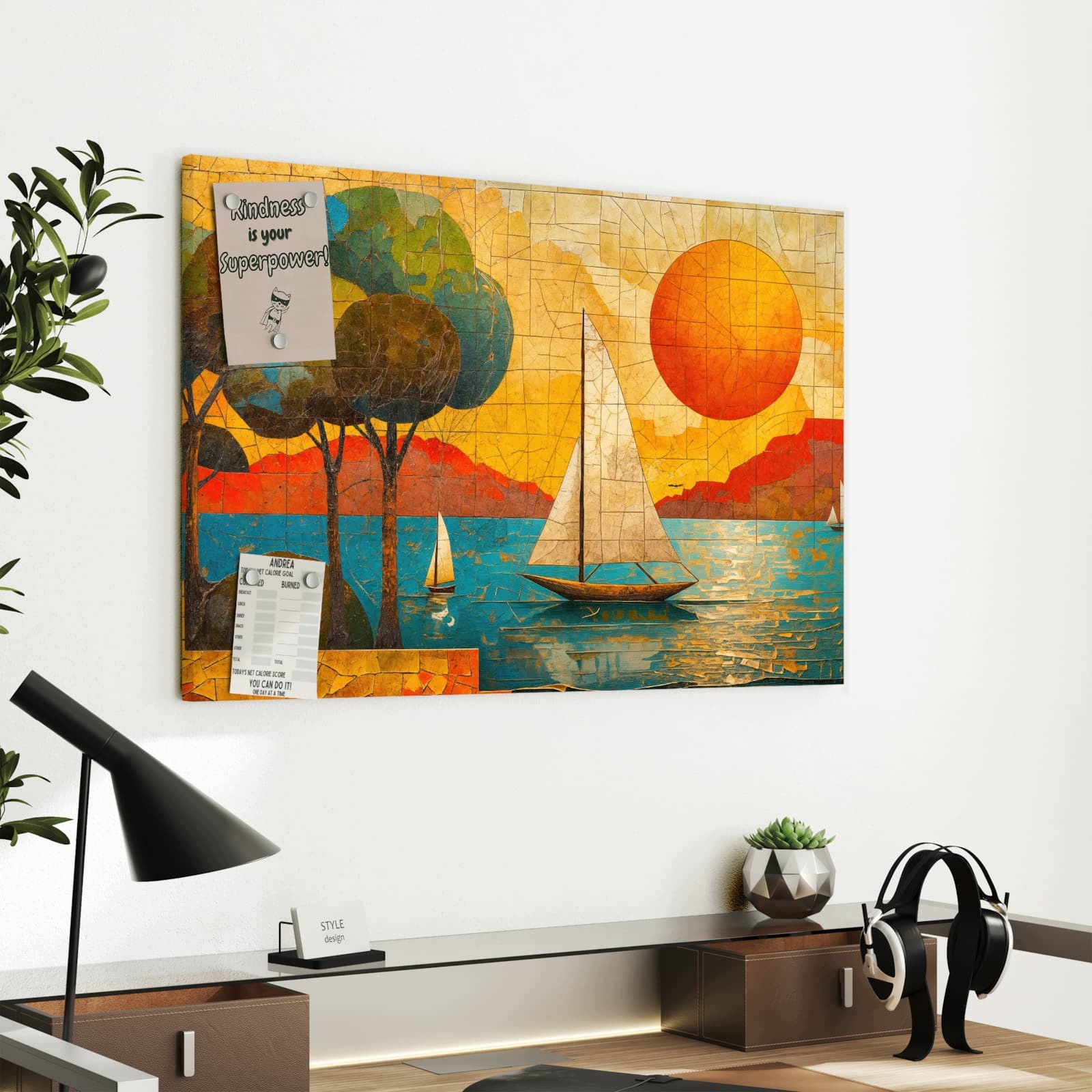 Magnetická tabule – obraz na zeď Plachetnice západ slunce | 60 × 40 cm