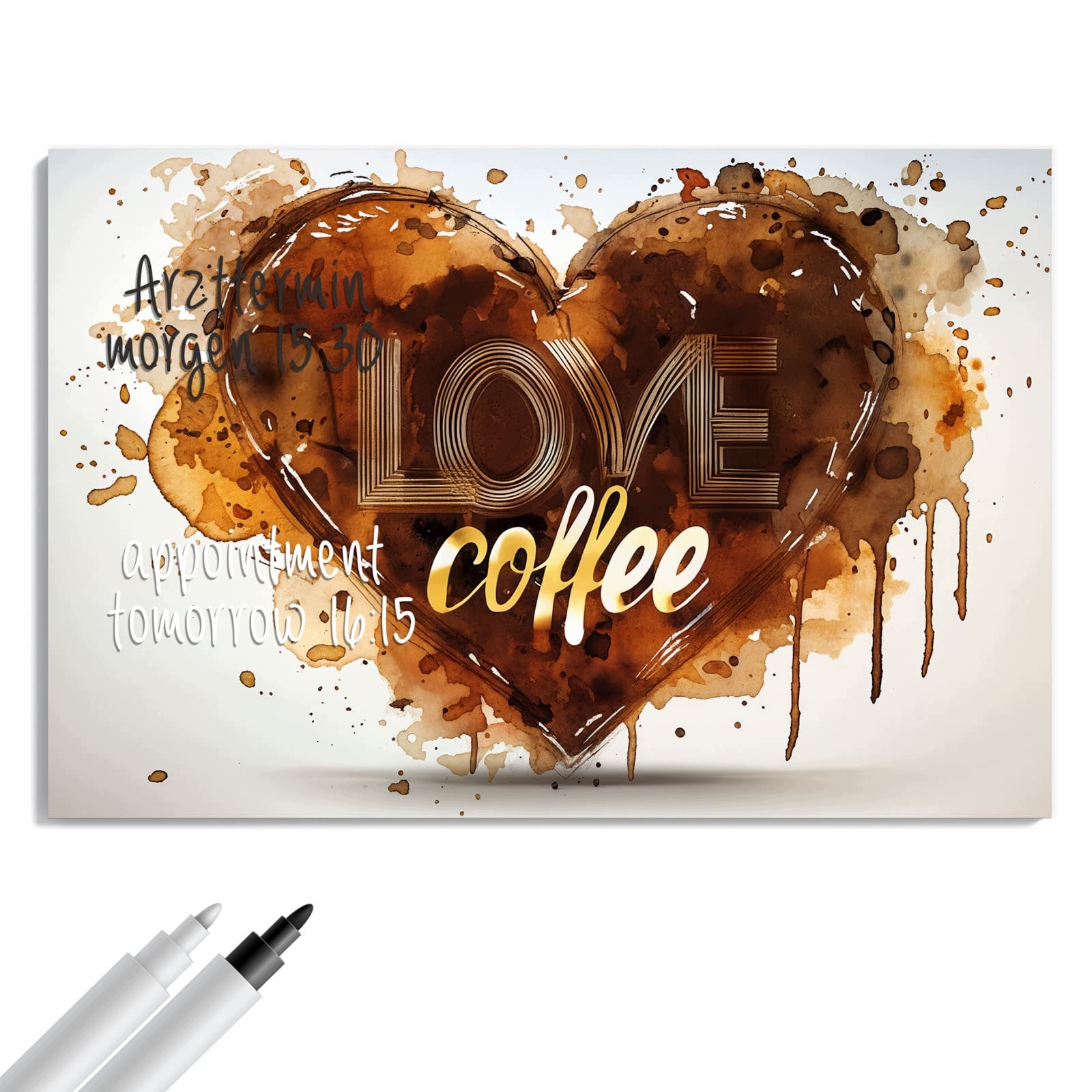 Magnetická tabule – obraz na zeď Srdce z kávy | 90 × 60 cm
