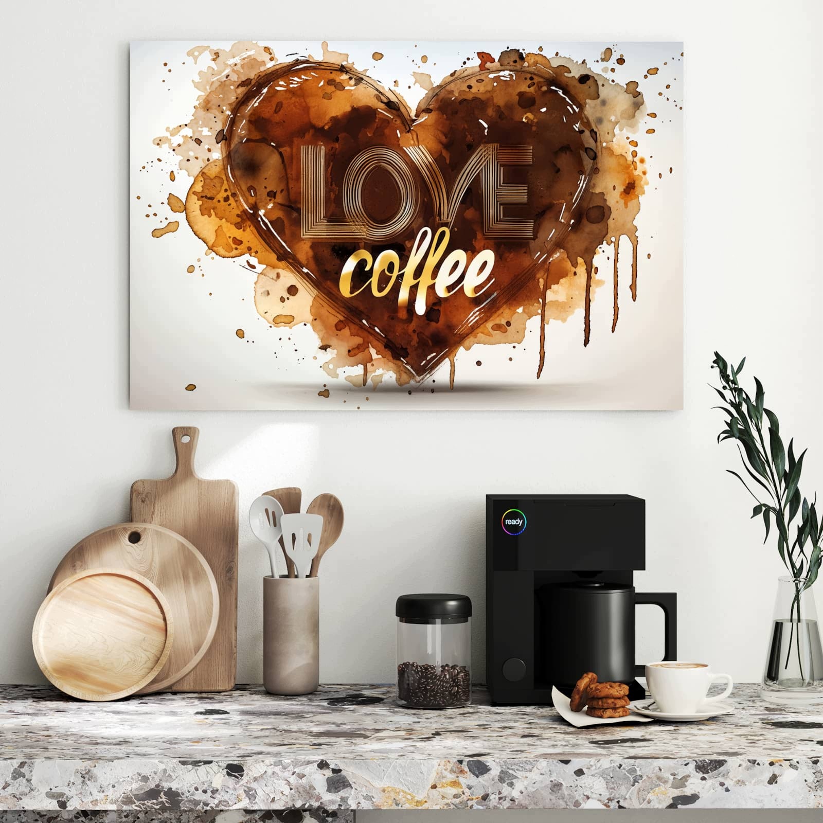 Magnetická tabule – obraz na zeď Srdce z kávy | 90 × 60 cm