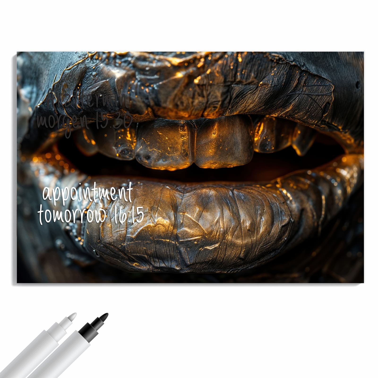 Magnetická tabule – obraz na zeď Kovové rty | 90 × 60 cm