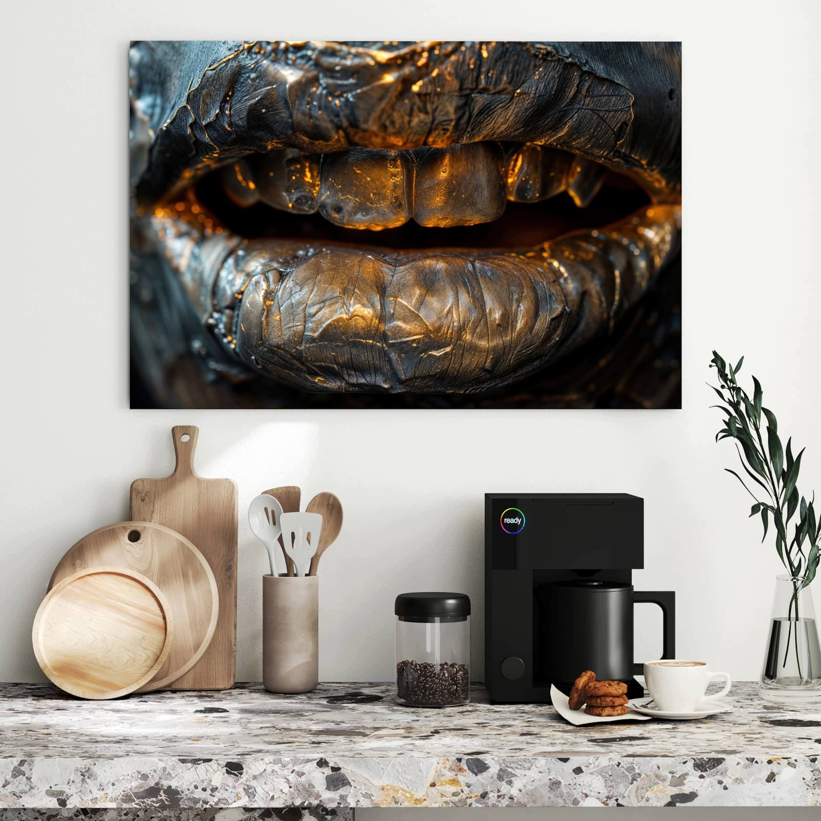 Magnetická tabule – obraz na zeď Kovové rty | 90 × 60 cm